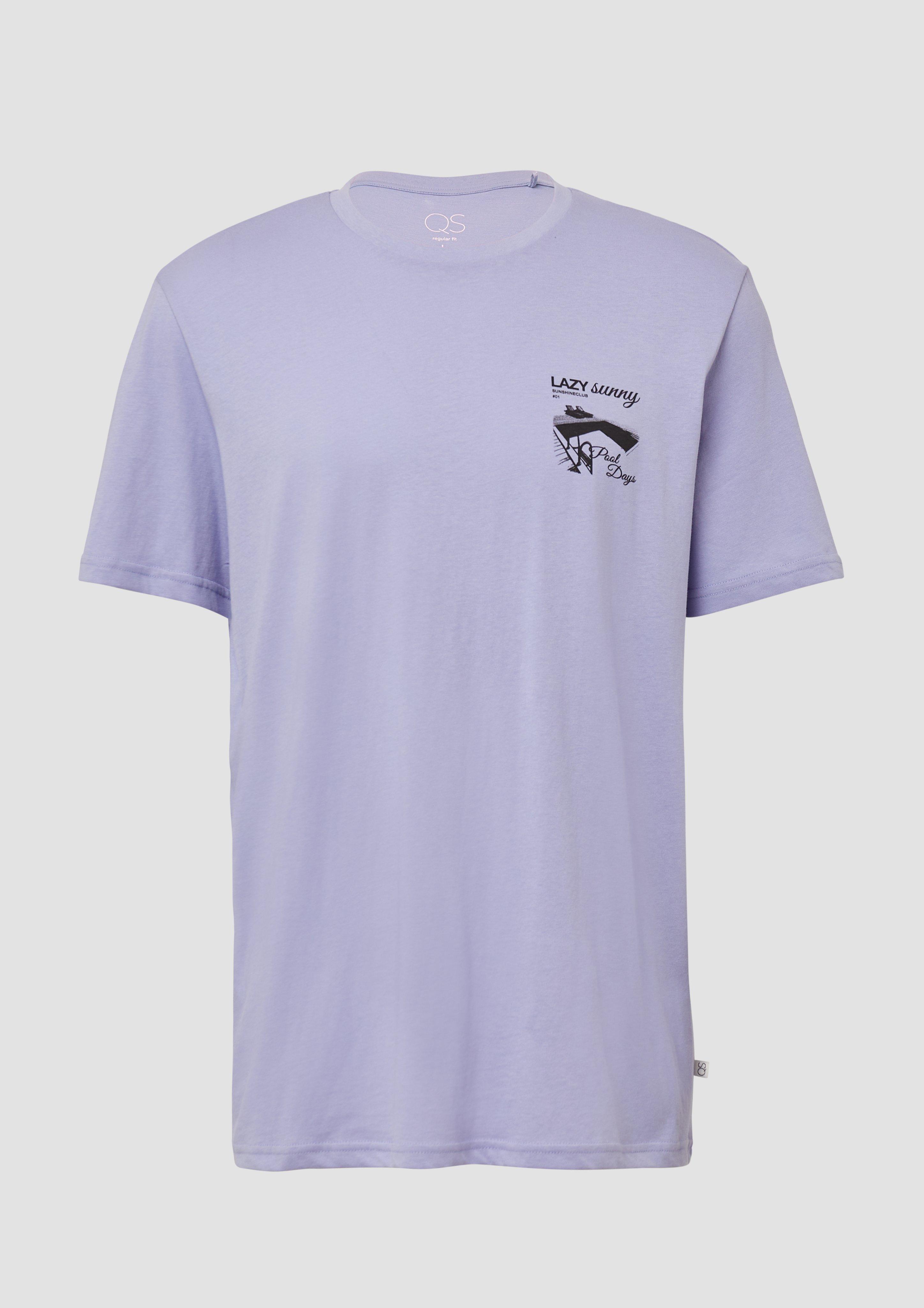 QS - T-Shirt mit kleinem Print, Herren, lila
