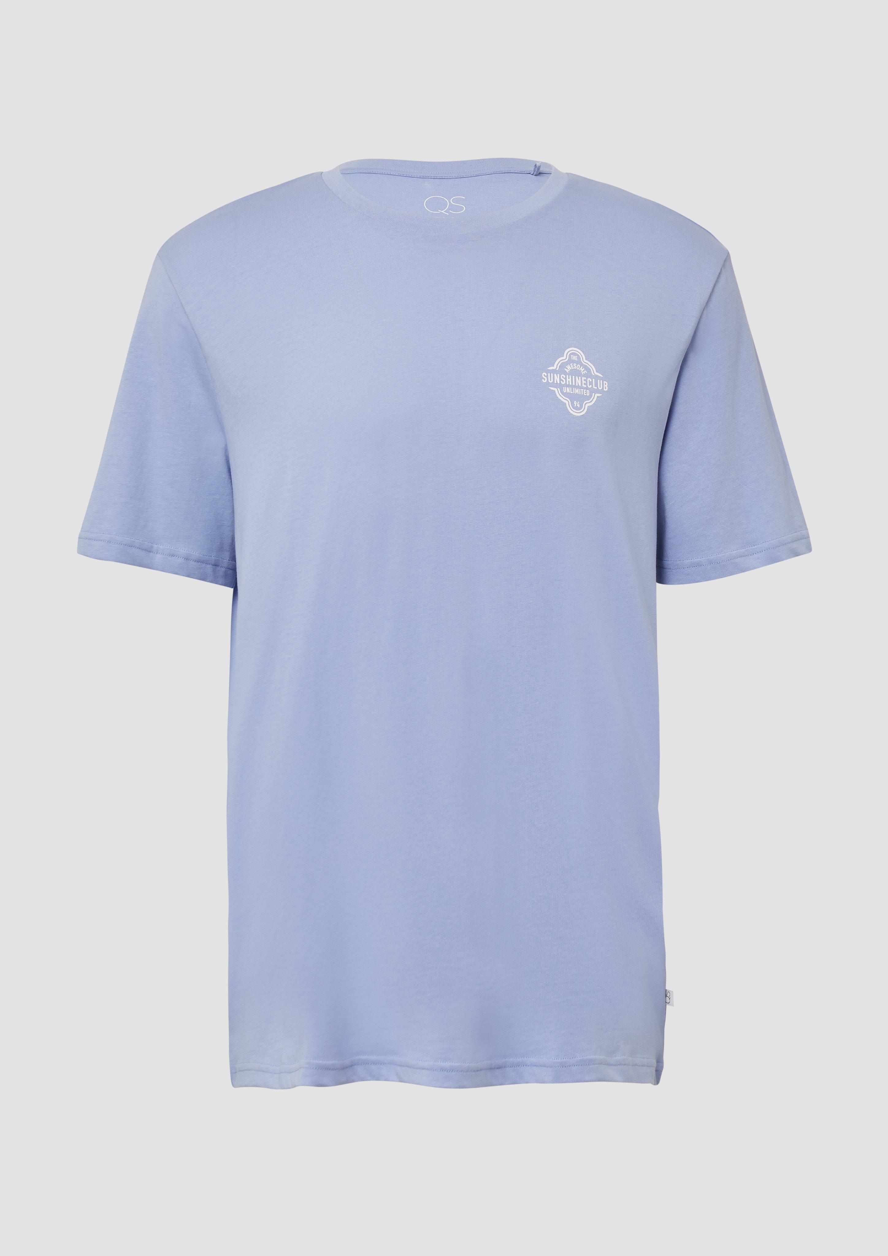 QS - T-Shirt mit kleinem Print, Herren, blau