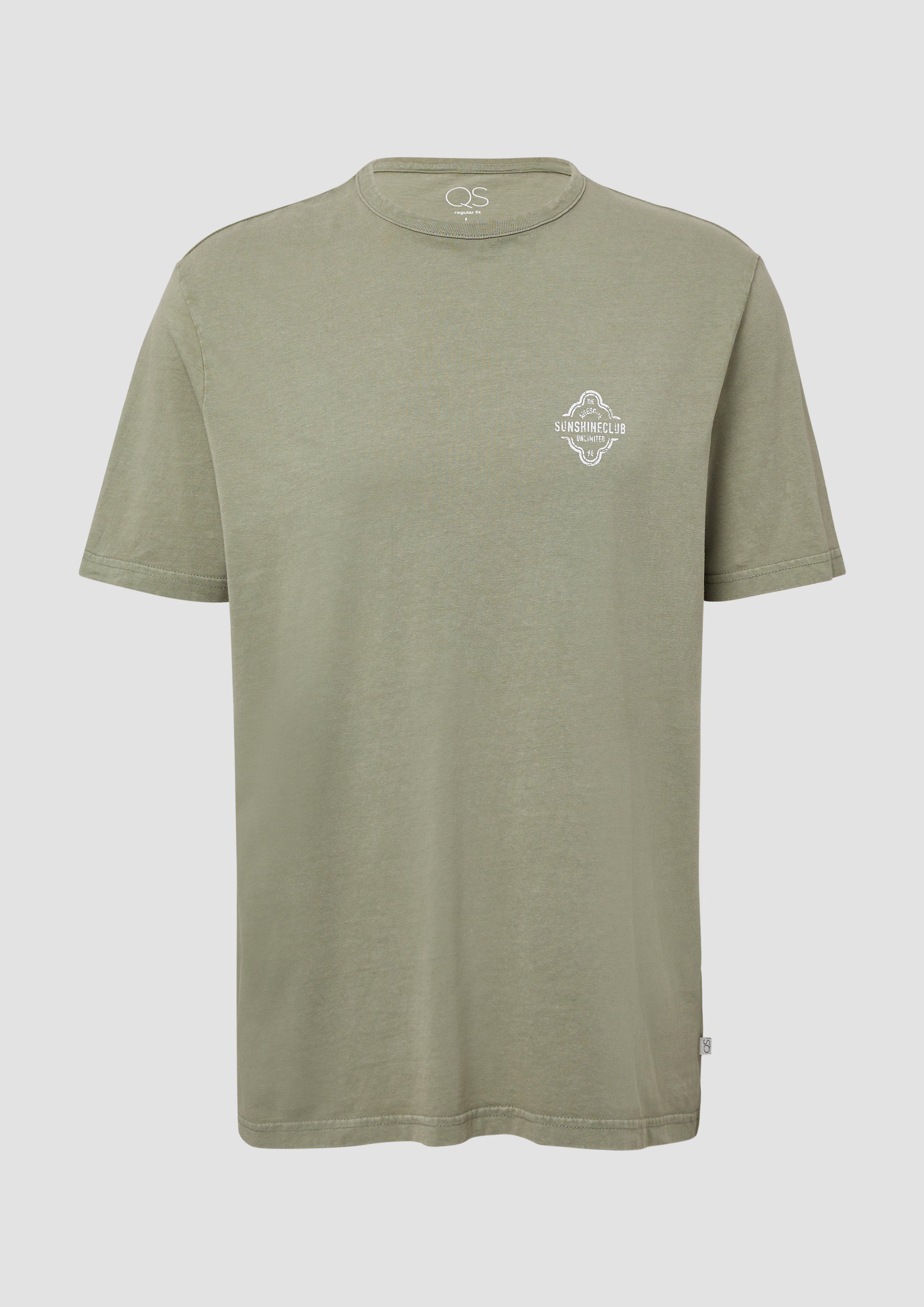 QS - Gewaschenes T-Shirt mit Front- und Rückenprint, Herren, grün