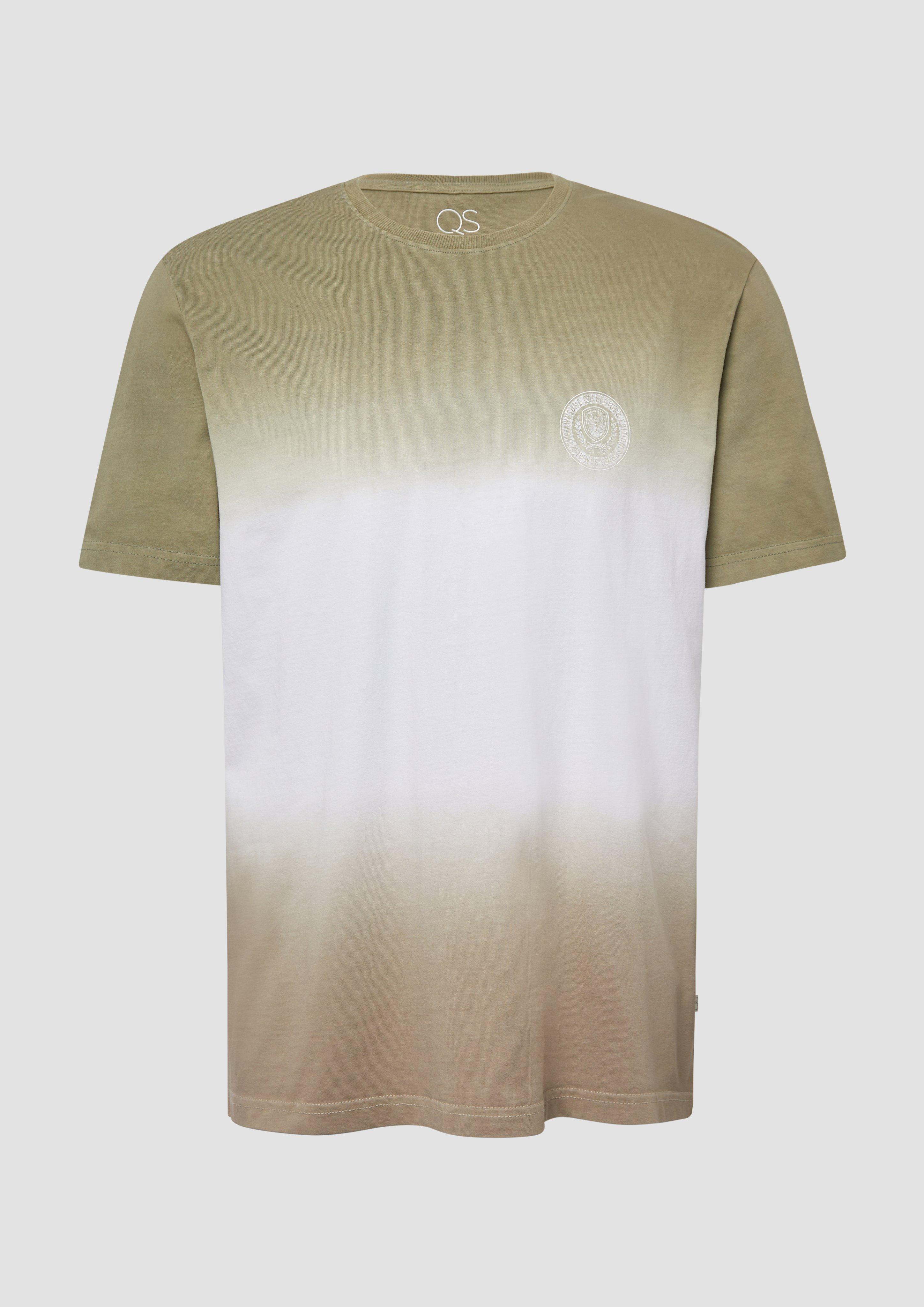 QS - T-Shirt mit Farbverlauf und Frontprint, Herren, grün