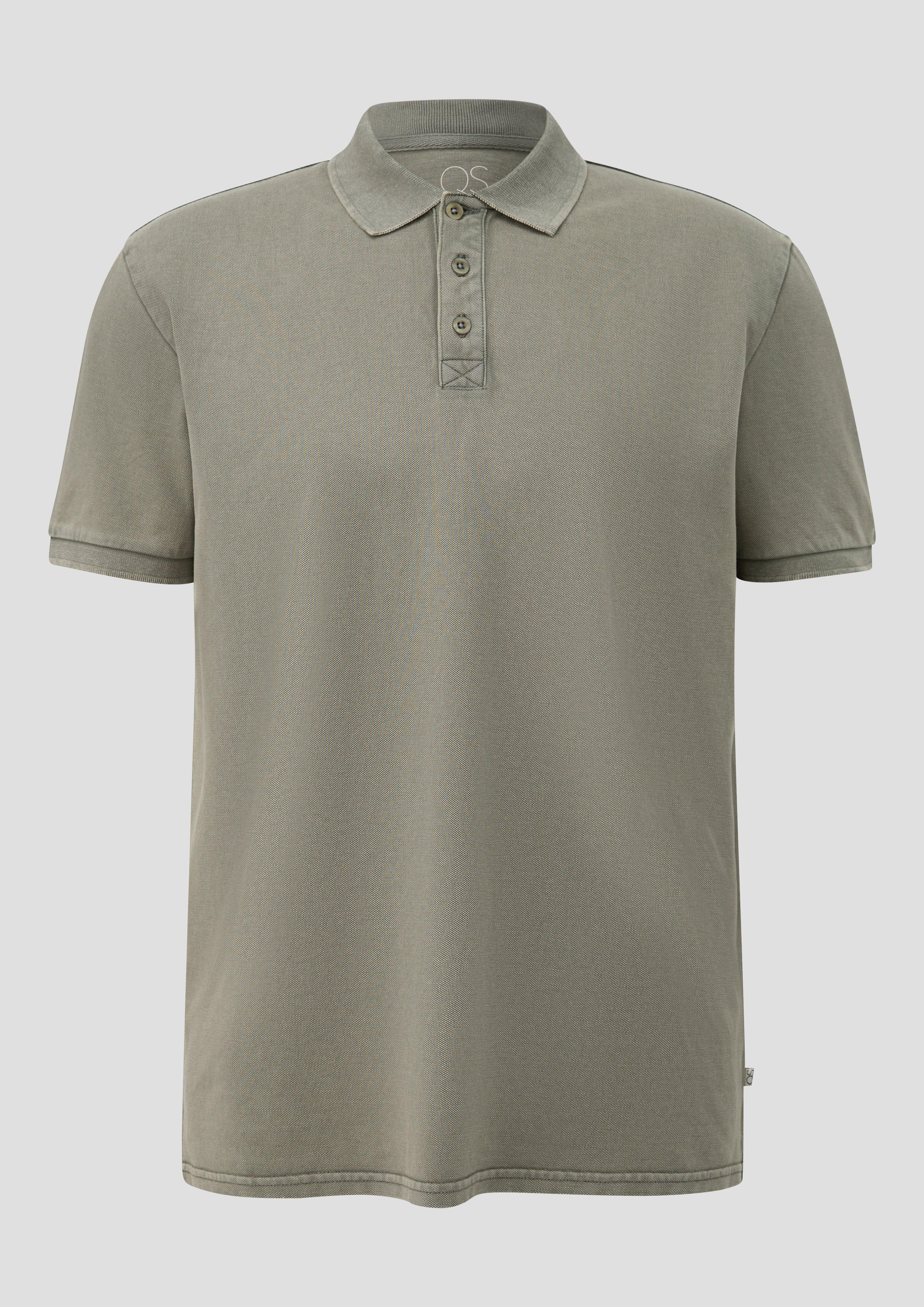 QS - Gewaschenes Polo-Shirt aus Baumwollpiqué, Herren, Grün