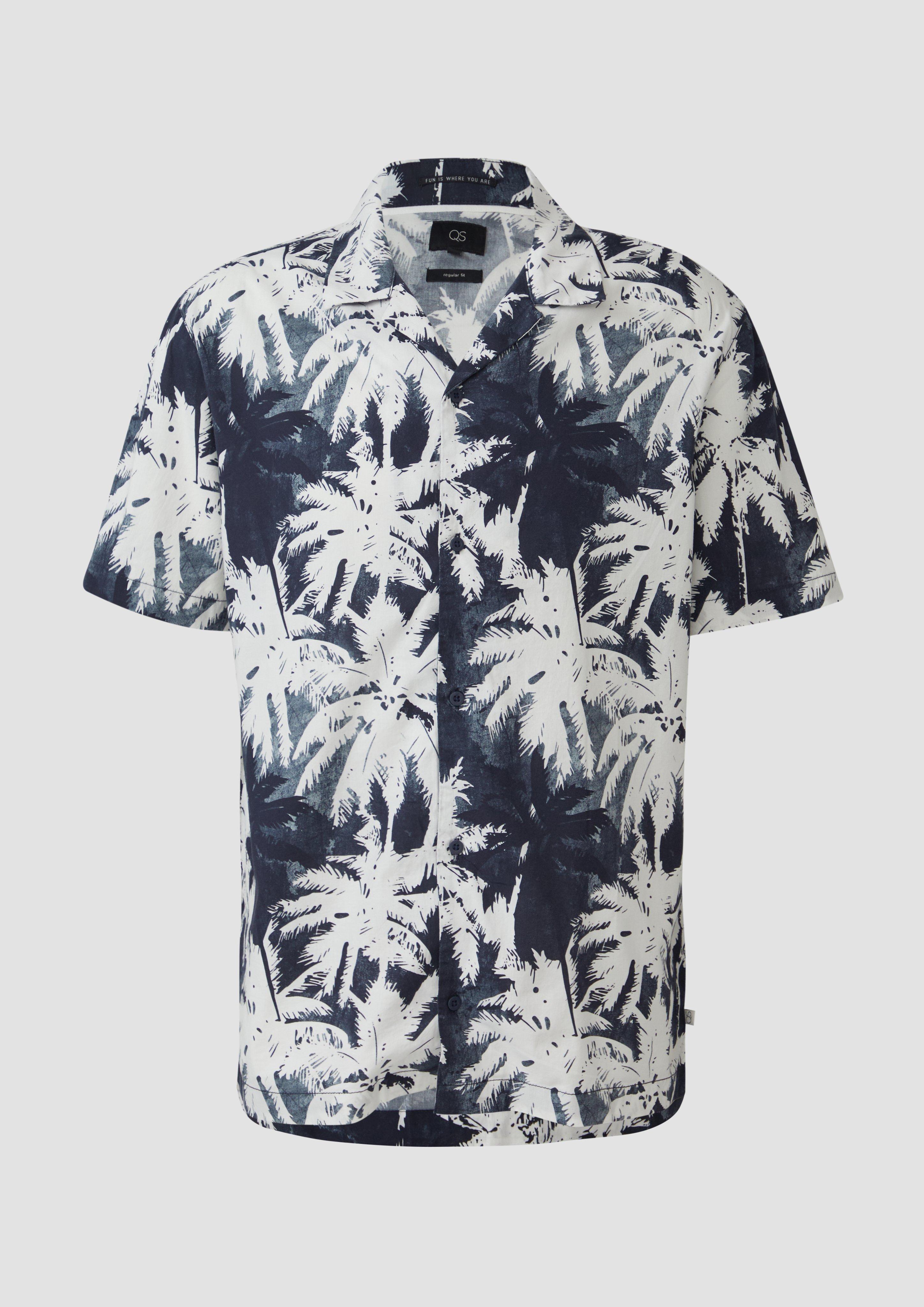 QS - Resort Fit: Hemd mit All-over-Print, Herren, blau|weiß