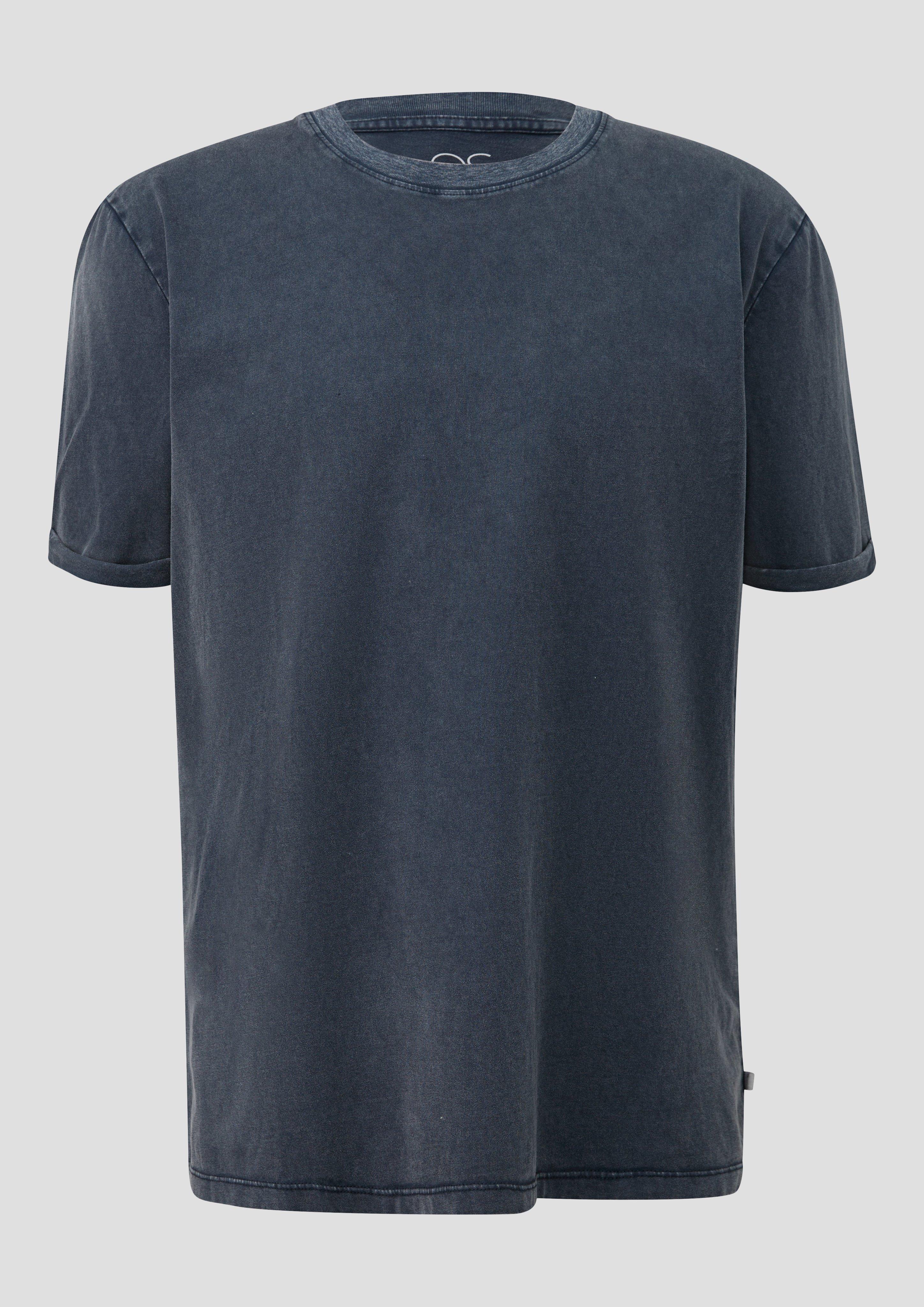 QS - Gewaschenes Basic-T-Shirt, Herren, blau