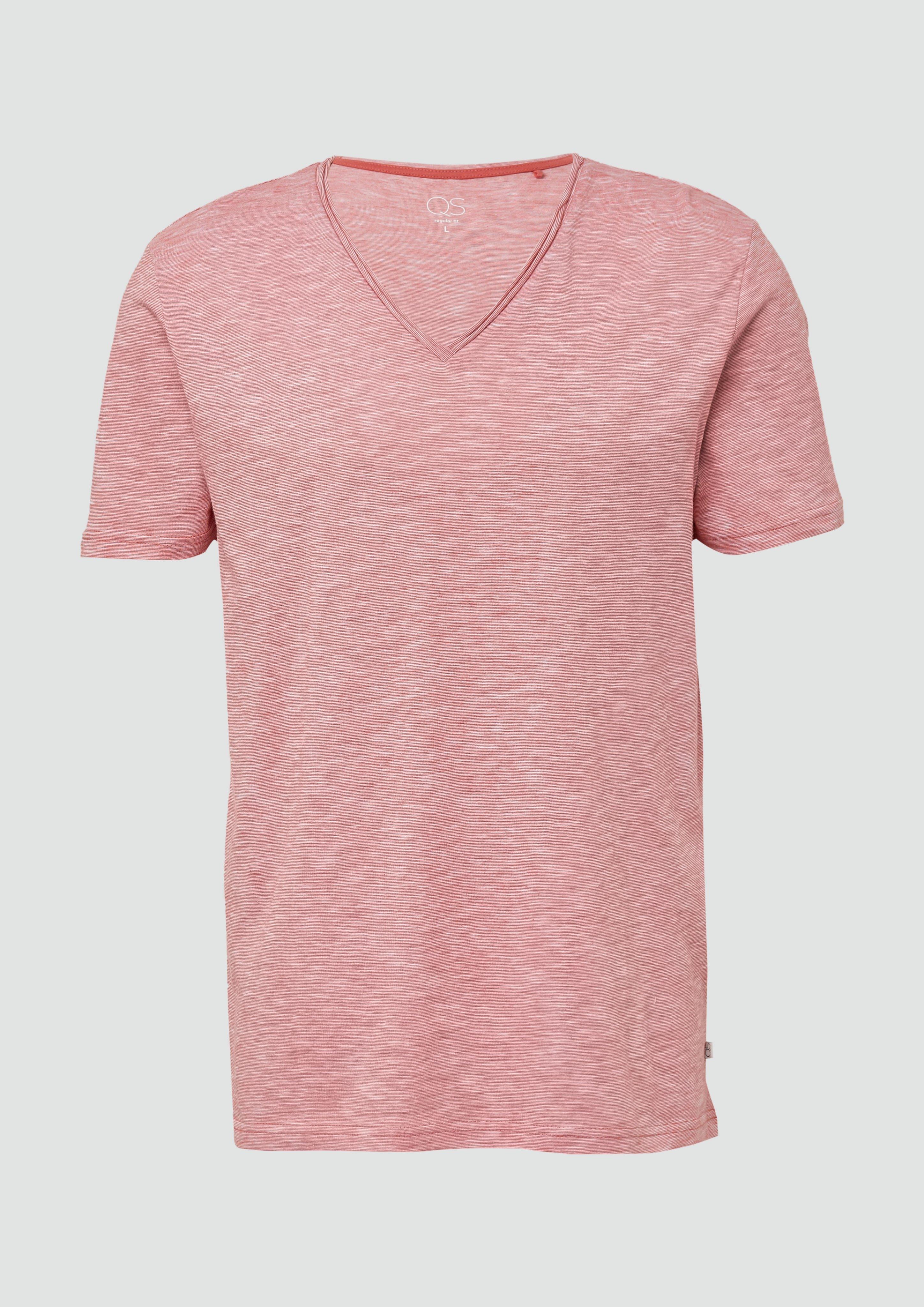 QS - T-Shirt in Melange mit Rollkante, Herren, Orange