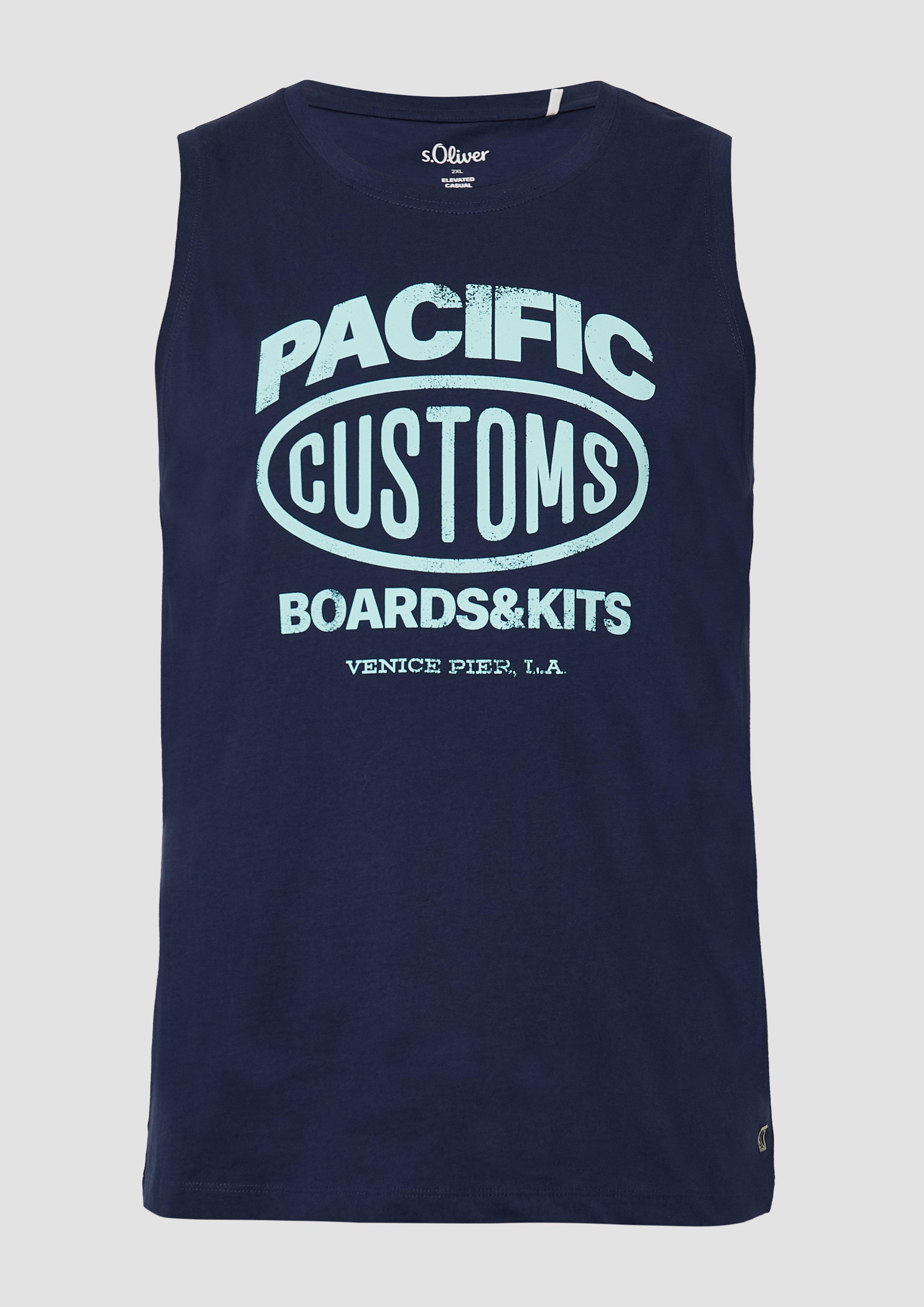 s.Oliver - Tanktop aus Baumwollle mit Frontprint, Herren, blau