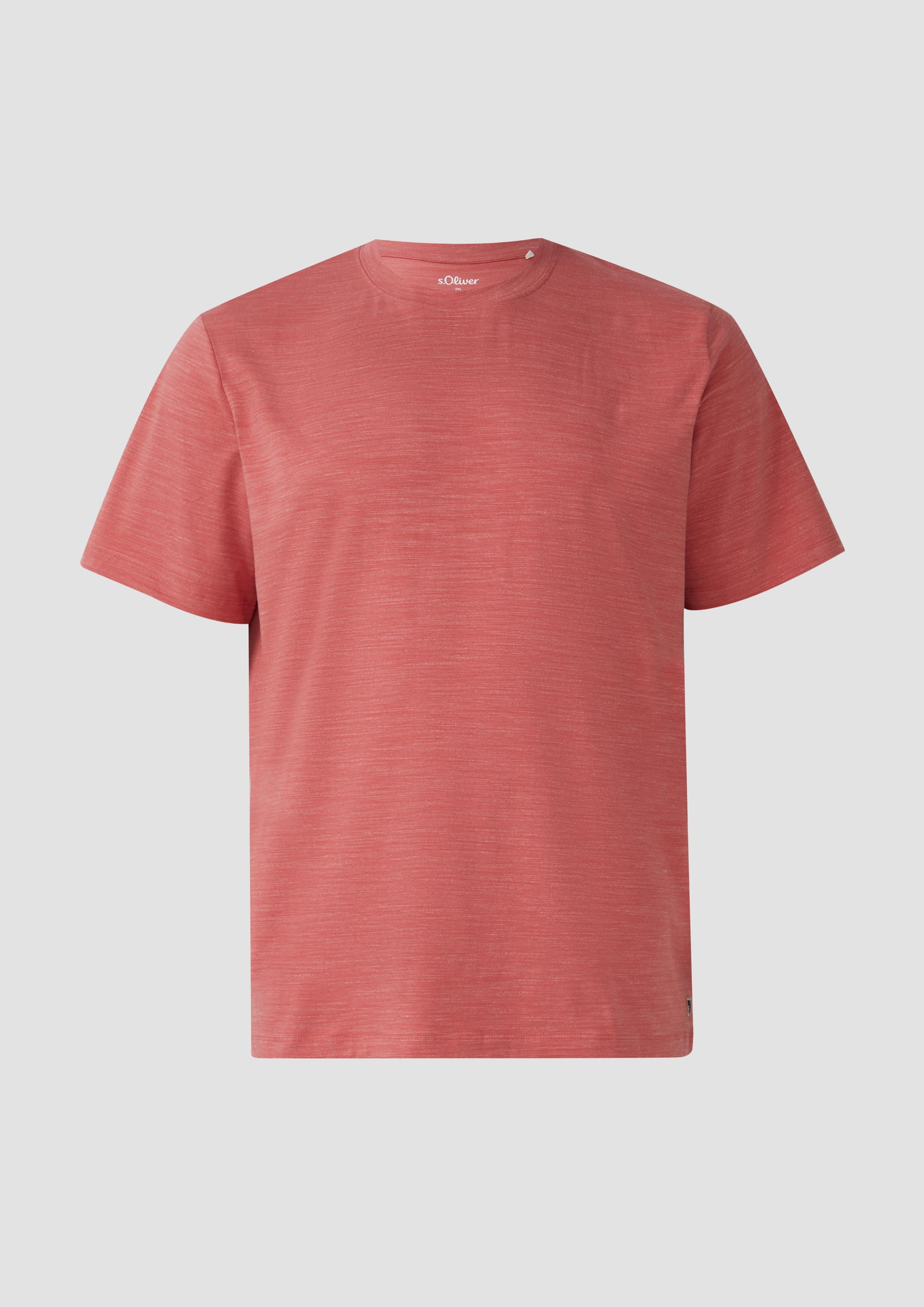 s.Oliver - Meliertes T-Shirt aus Baumwollmix, Herren, Rosa