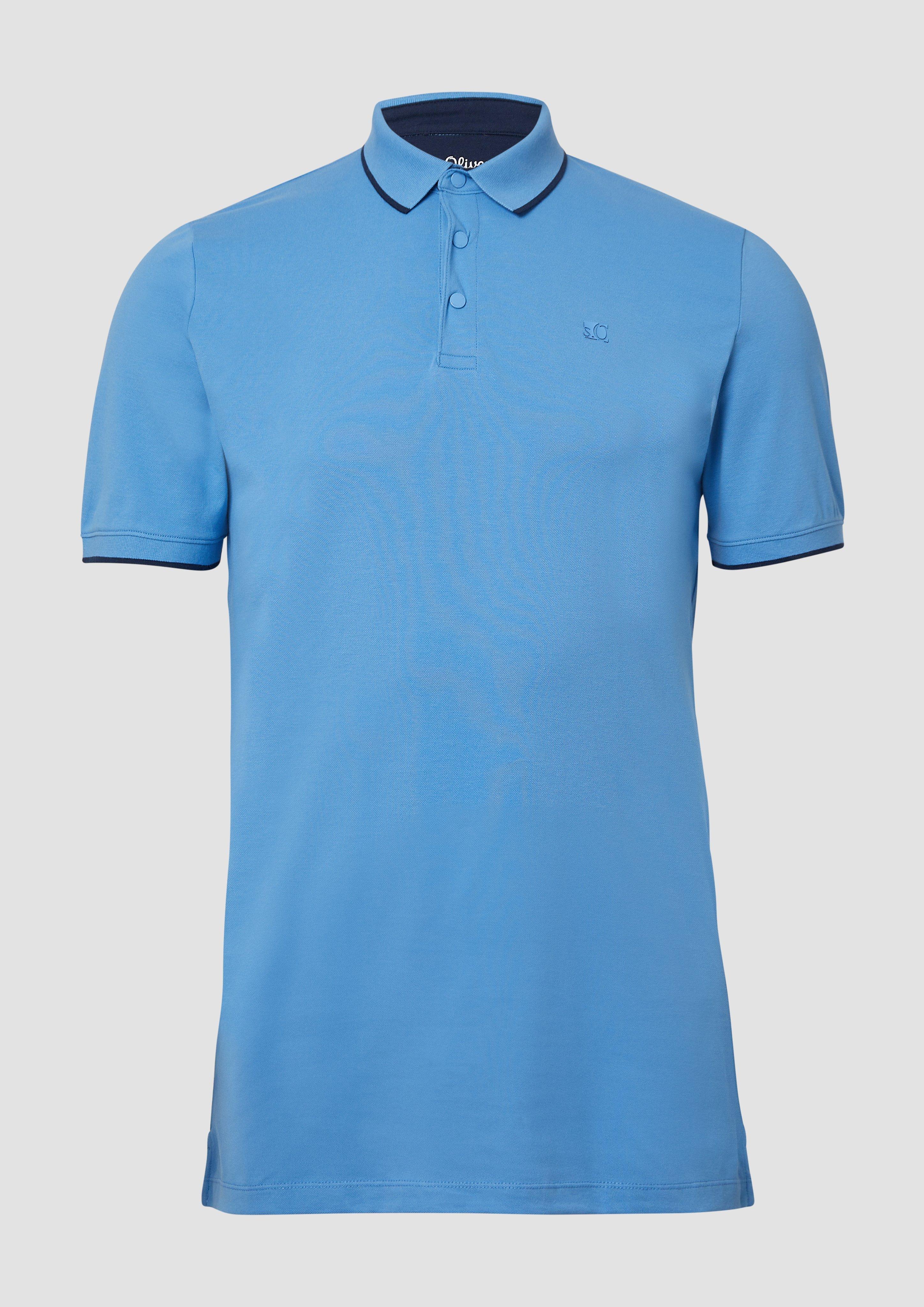 s.Oliver - Sportives Piqué-Poloshirt mit Kontrast-Details, Herren, blau