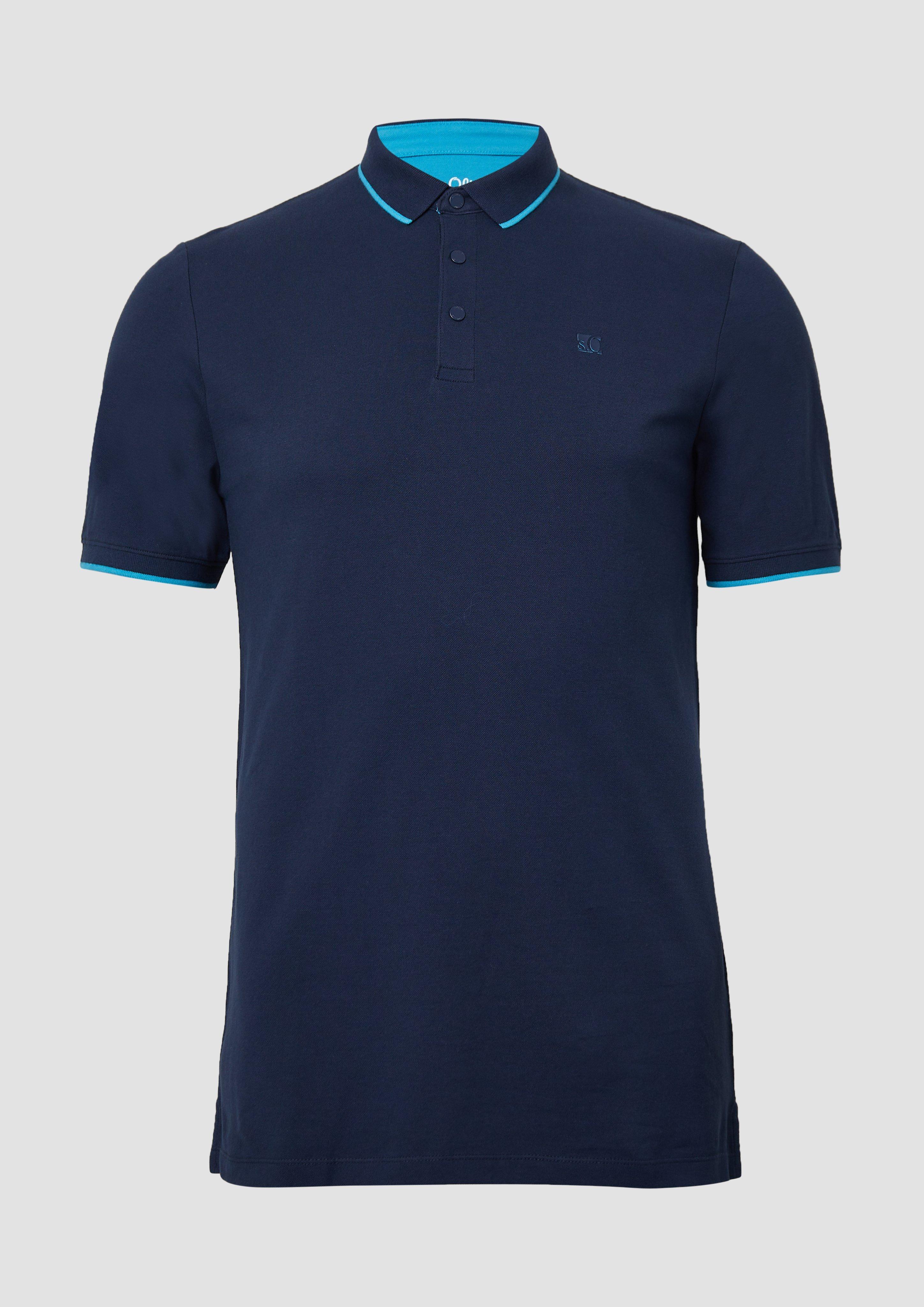 s.Oliver - Sportives Piqué-Poloshirt mit Kontrast-Details, Herren, blau
