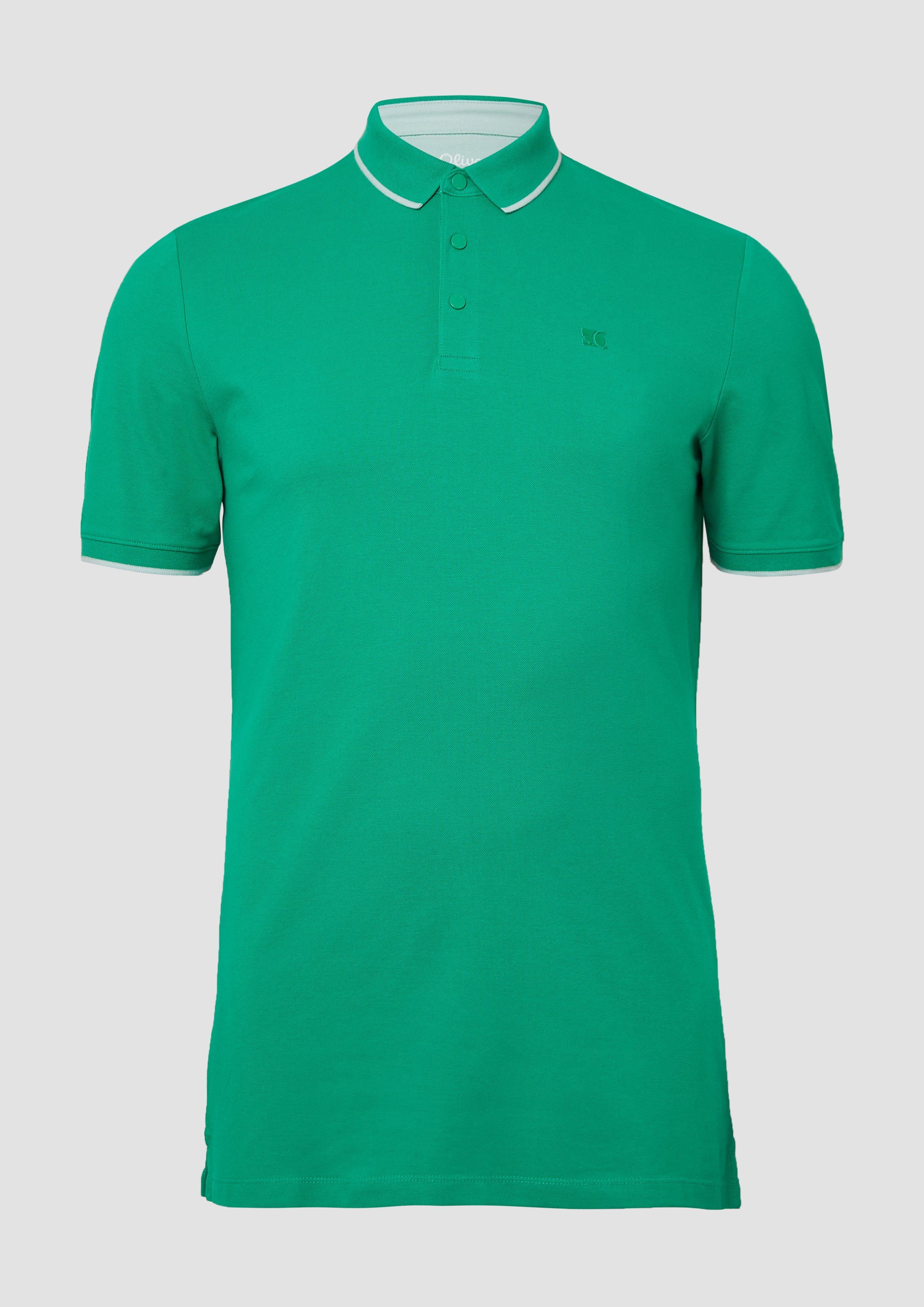 s.Oliver - Sportives Piqué-Poloshirt mit Kontrast-Details, Herren, grün