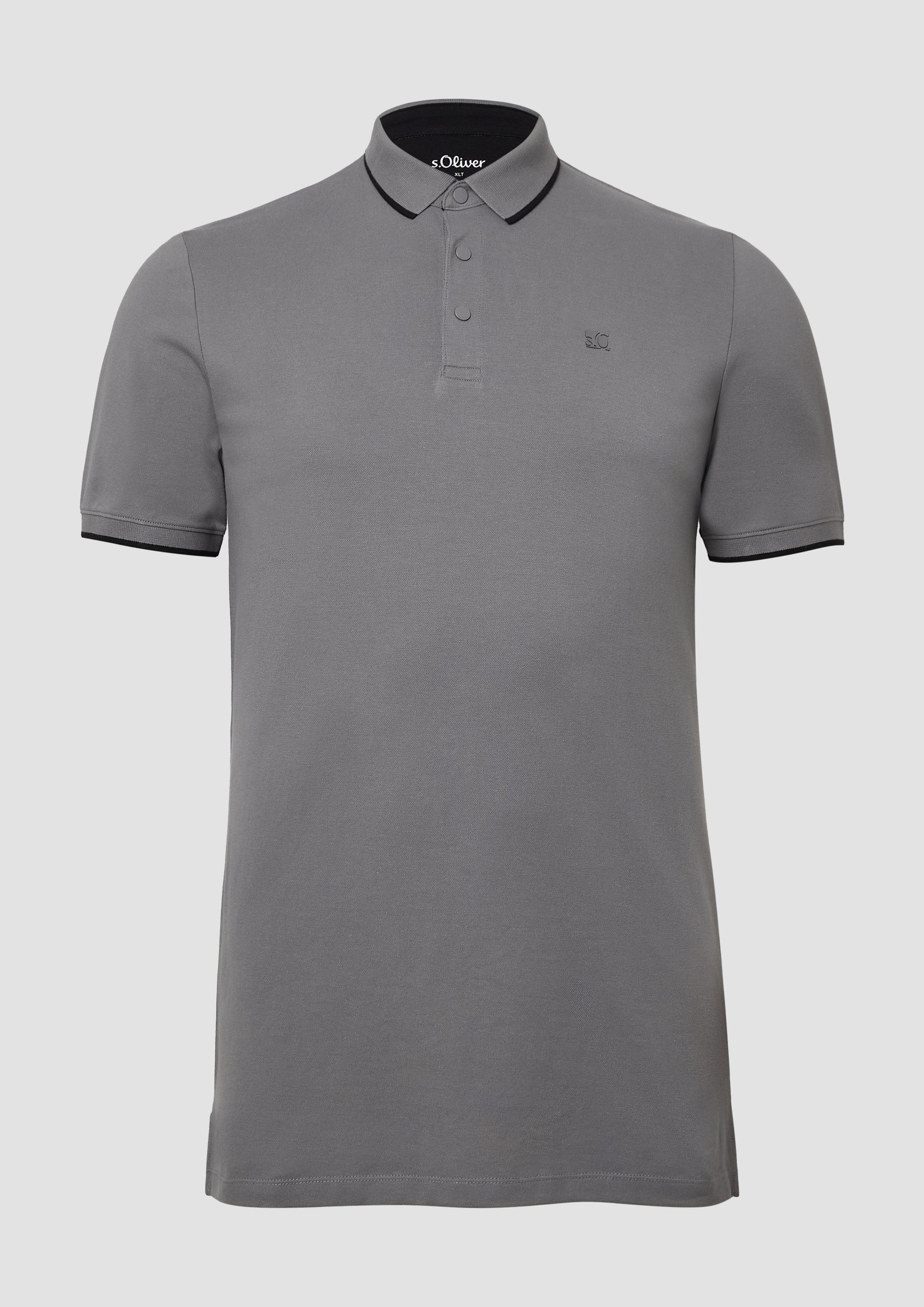 s.Oliver - Sportives Piqué-Poloshirt mit Kontrast-Details, Herren, grau