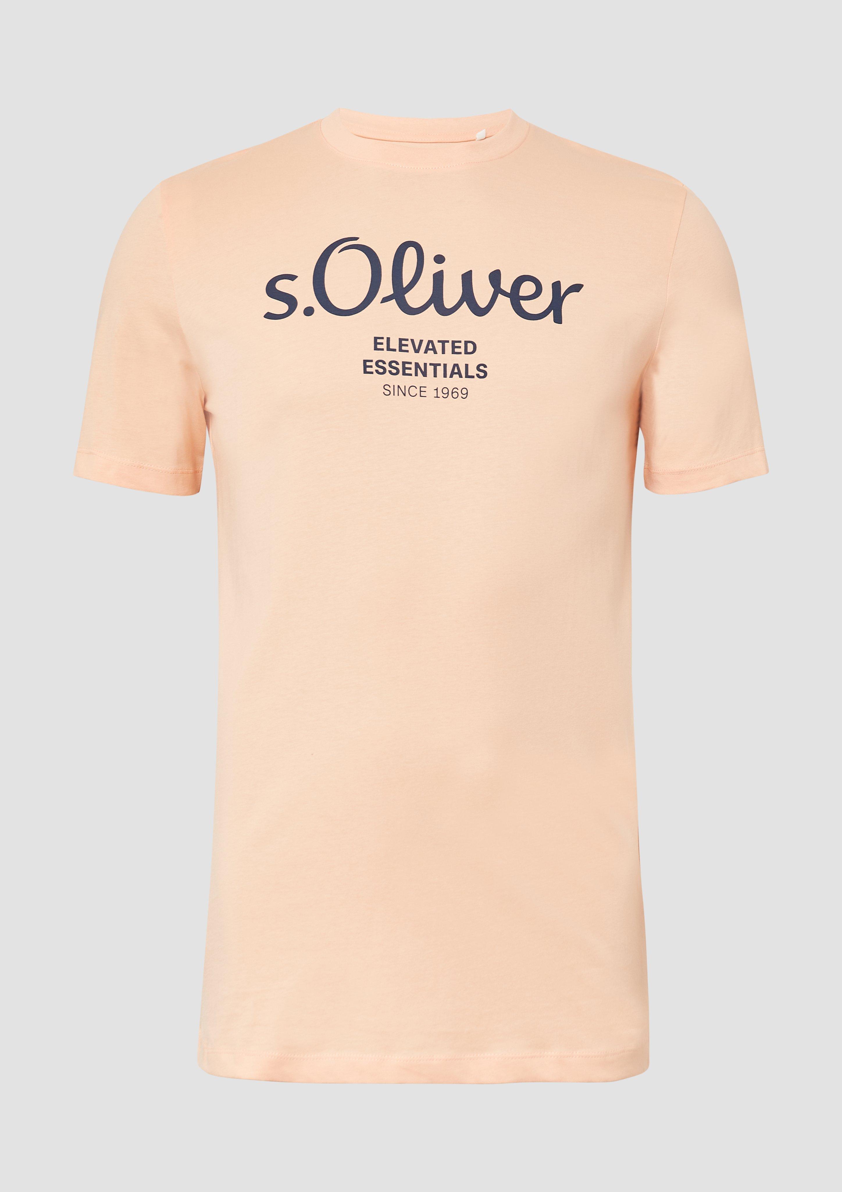 s.Oliver - T-Shirt mit Logo-Print, Herren, Orange