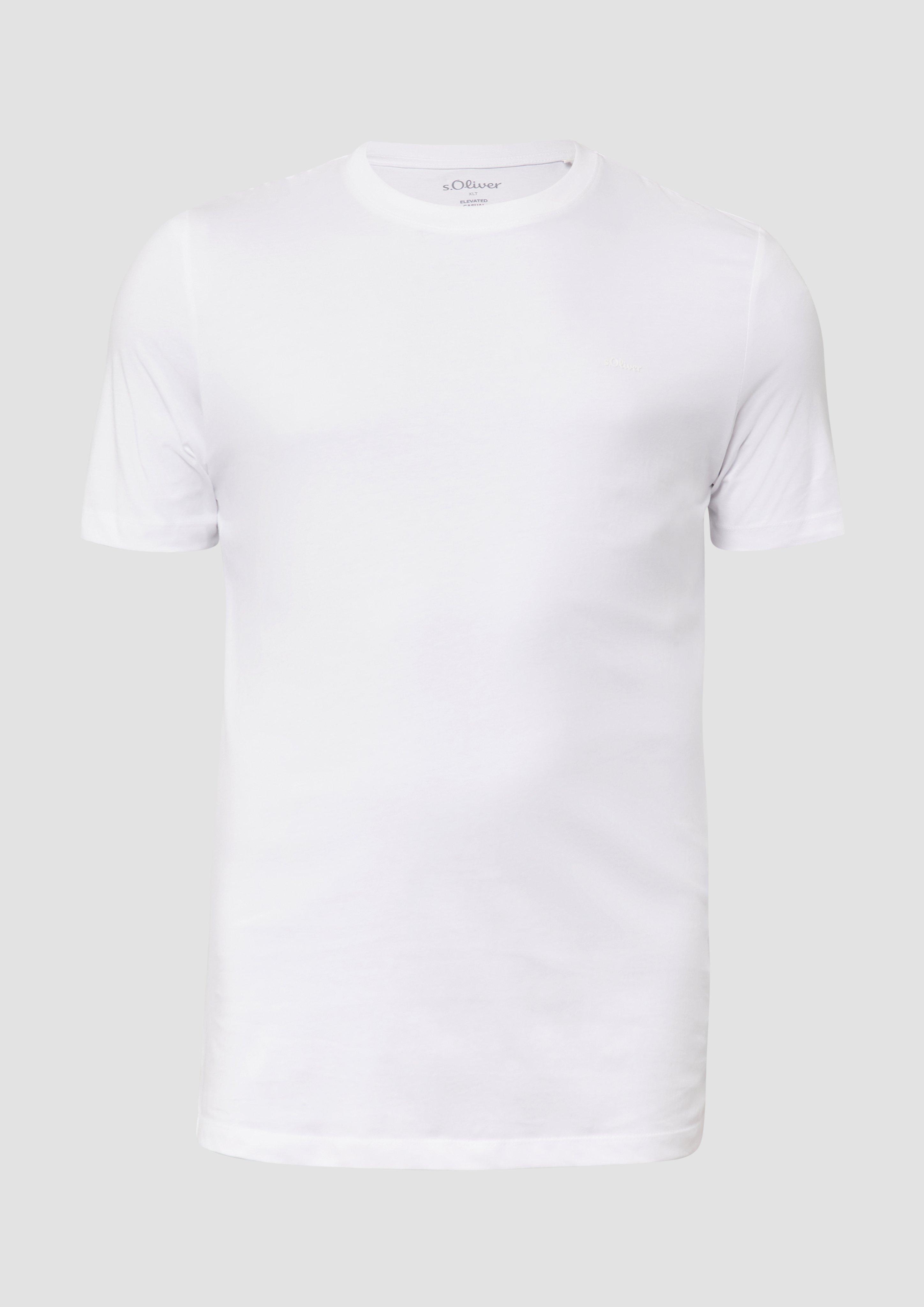 s.Oliver - T-Shirt mit Crew Neck und Label-Print, Herren, weiß