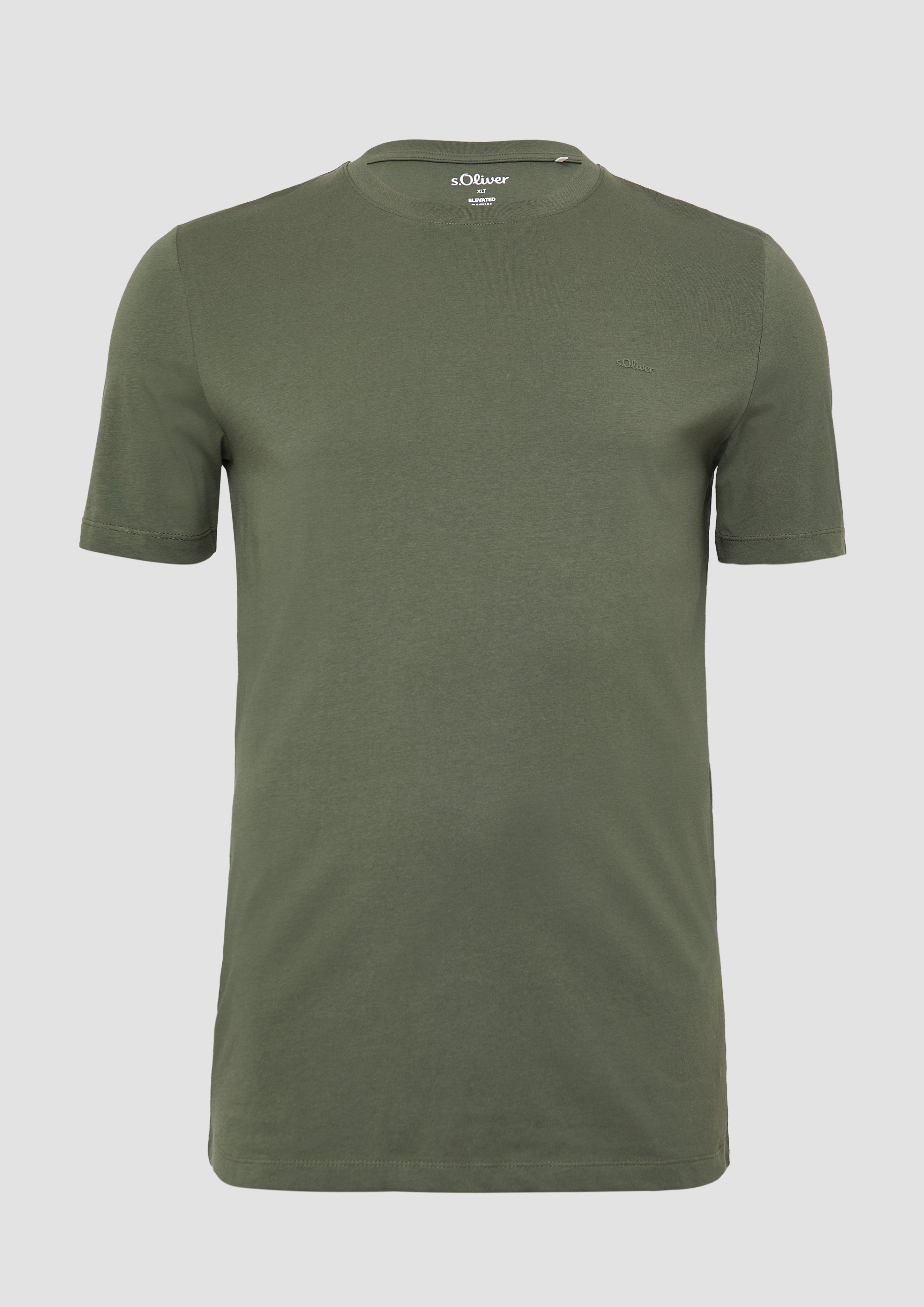 s.Oliver - T-Shirt mit Crew Neck und Label-Print, Herren, Grün