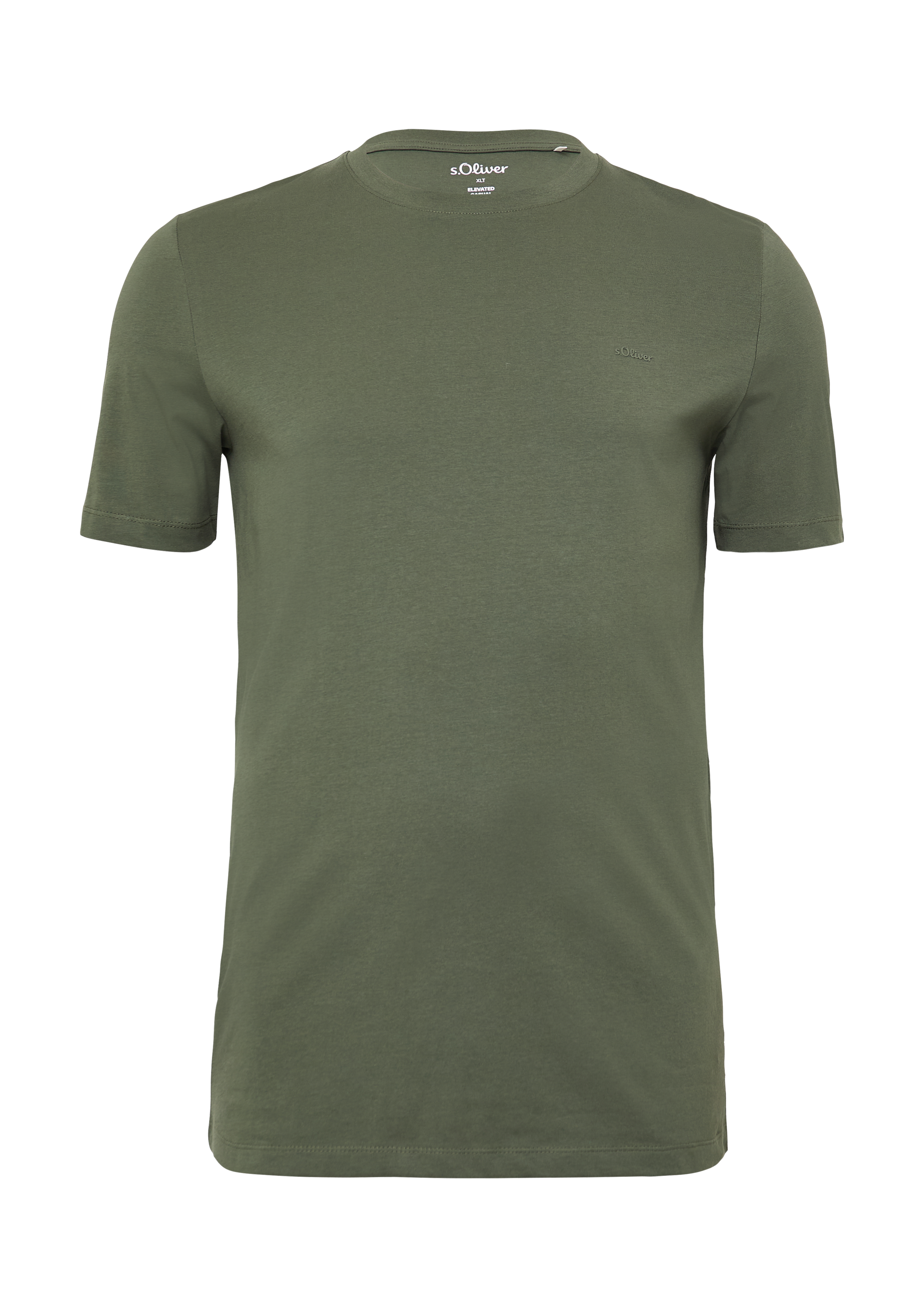 T-shirt with crew neck and label print Olive