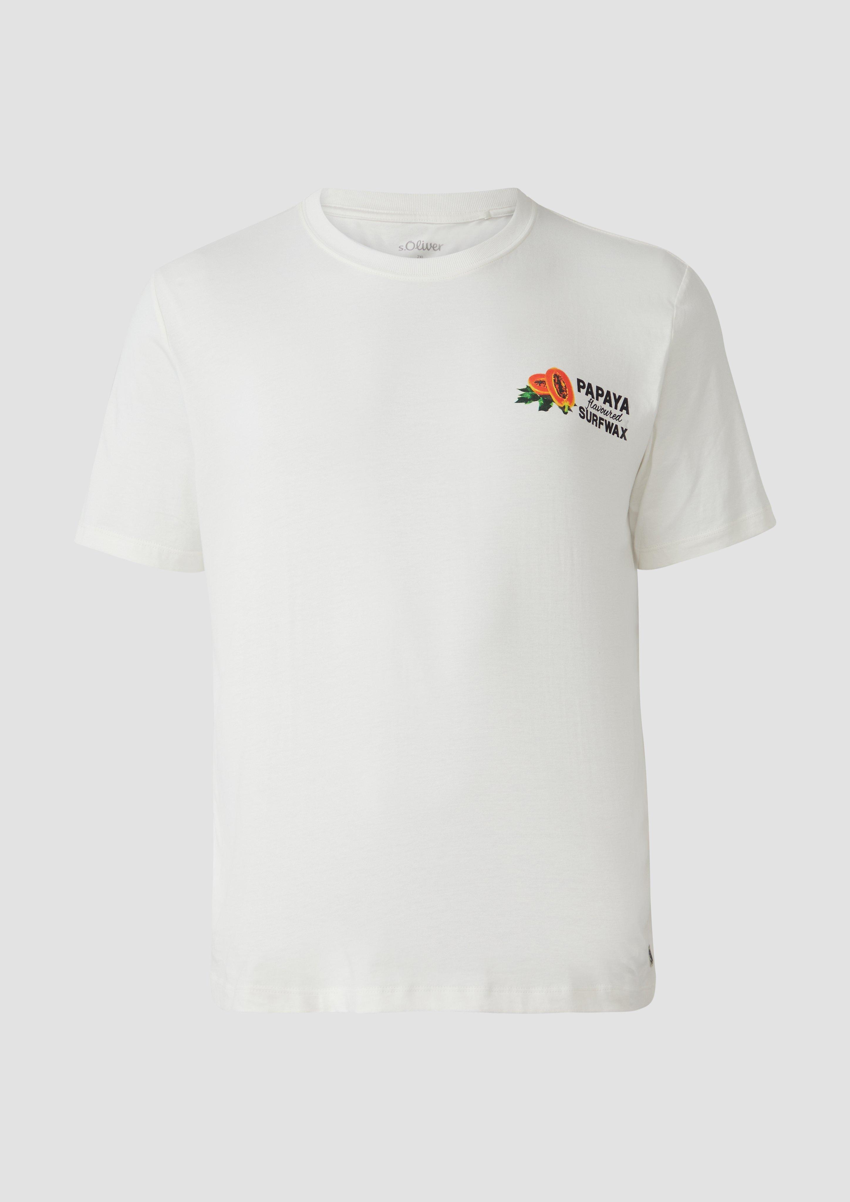 s.Oliver - Baumwoll-T-Shirt im Relaxed Fit mit Front- und Rückenprint, Herren, weiß