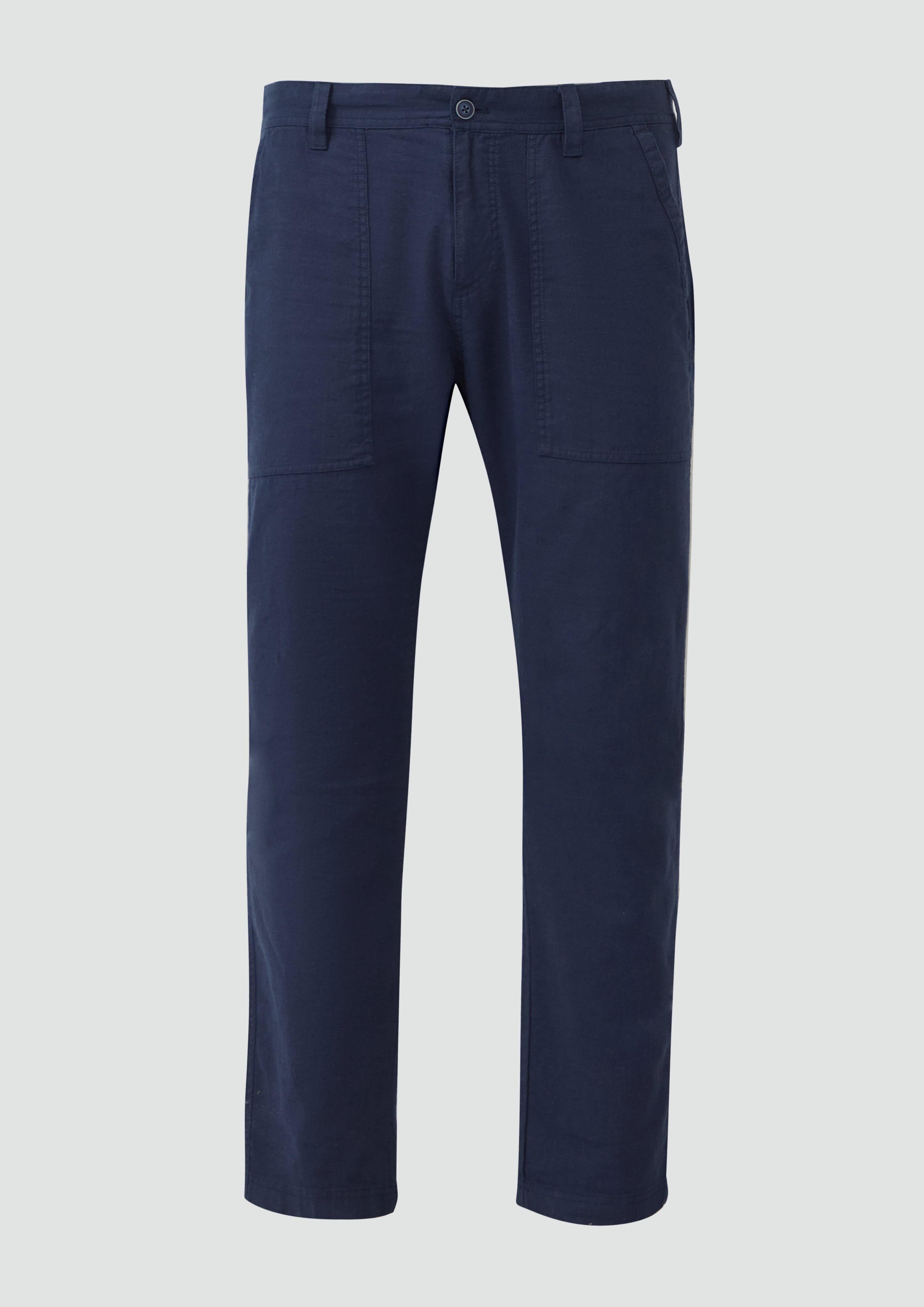 s.Oliver - Detroit: Cropped-Hose aus Leinenmix im Relaxed Fit, Herren, blau