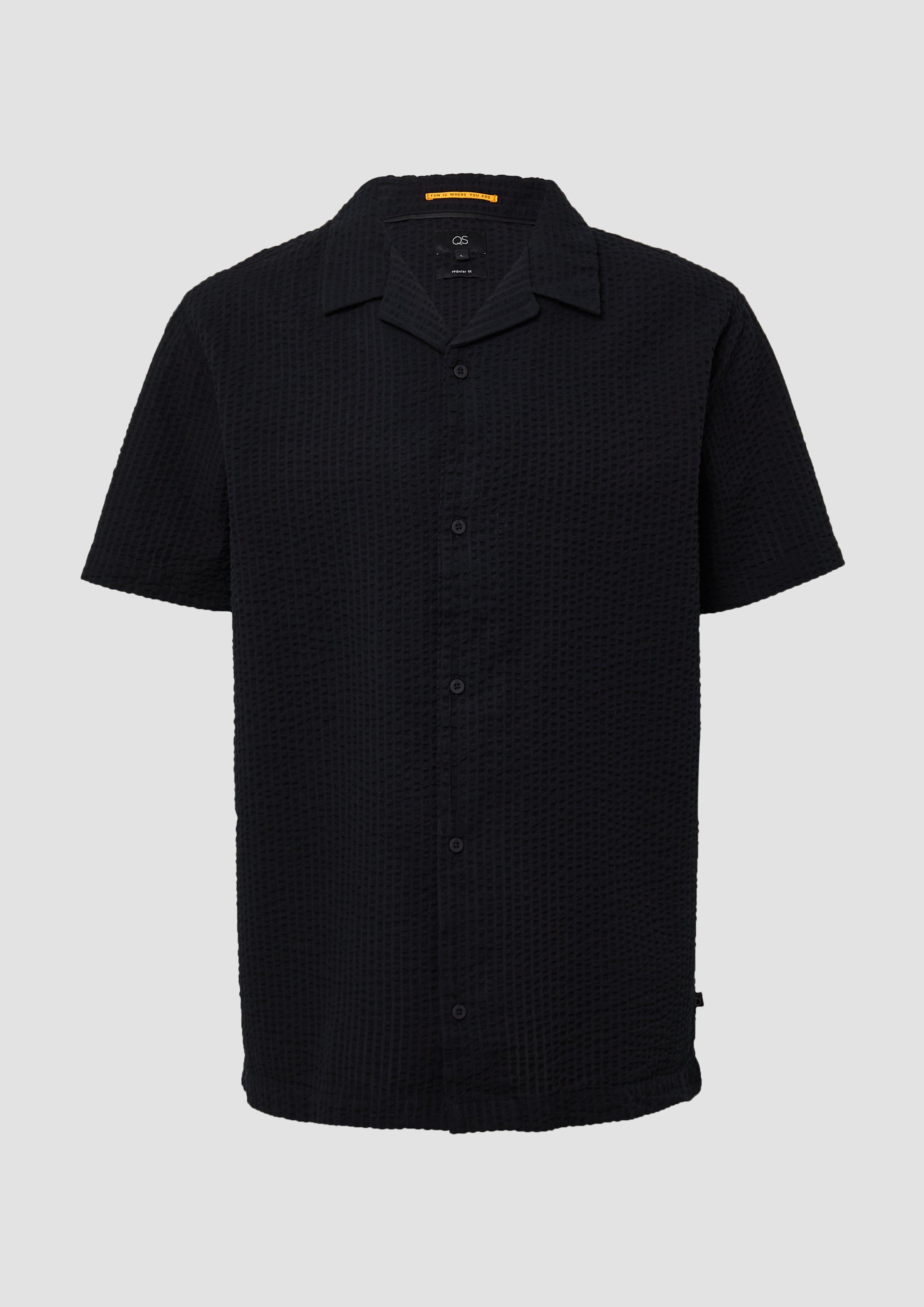 QS - Resort Fit: Hemd aus Seersucker, Herren, schwarz