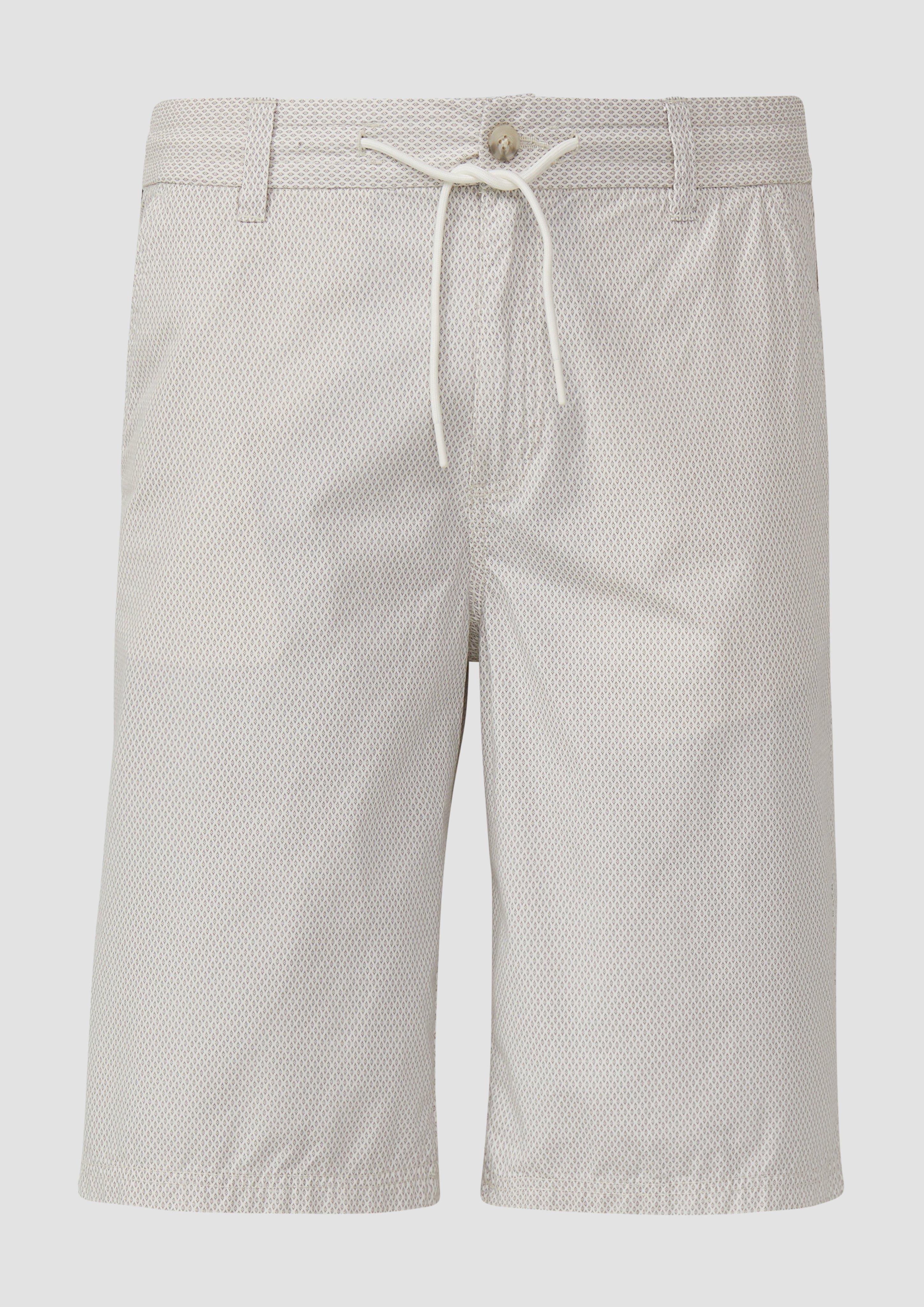 s.Oliver - Relaxed-Fit-Bermuda mit Minimalmuster und Elastikbund, Herren, creme