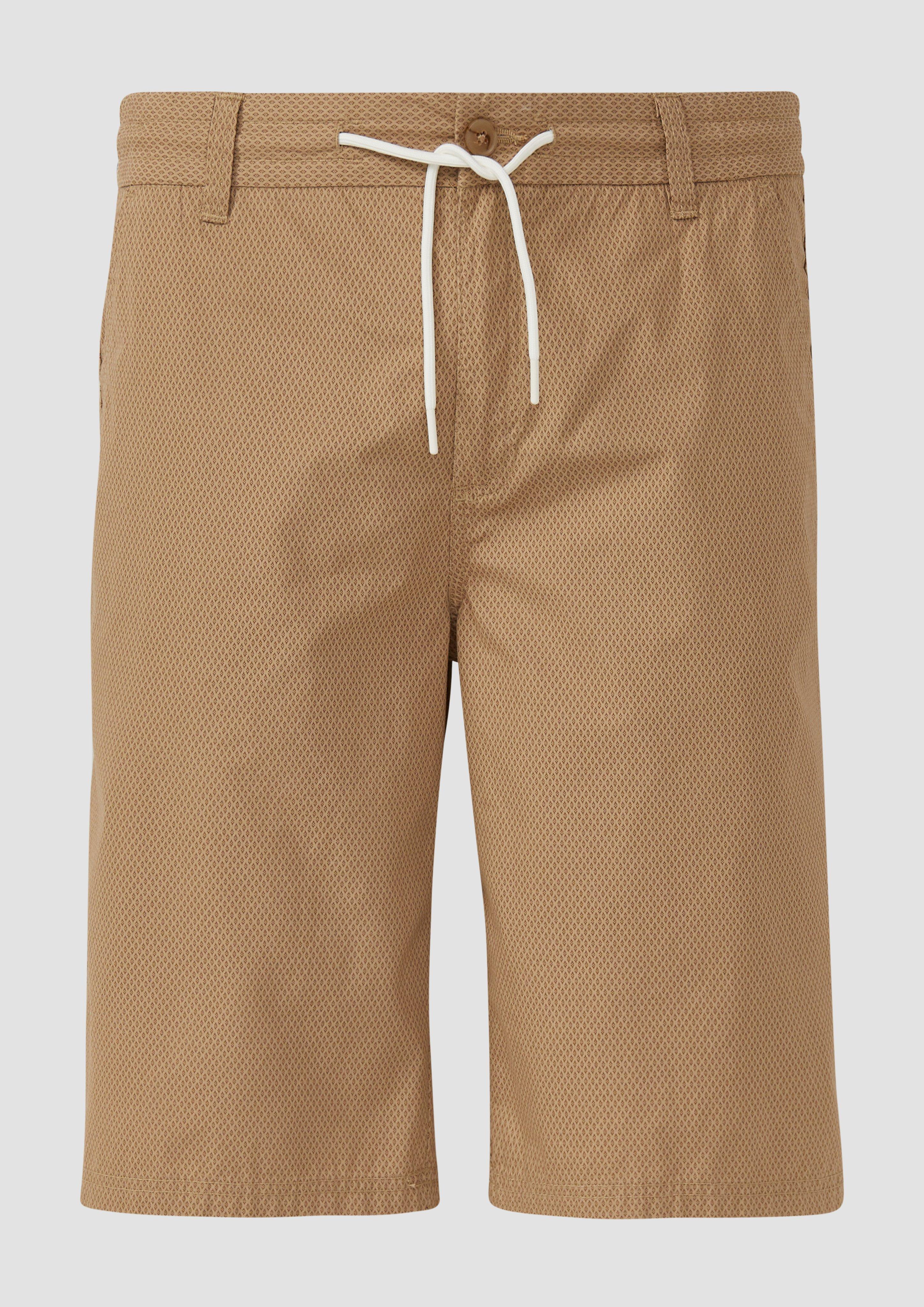 s.Oliver - Relaxed-Fit-Bermuda mit Minimalmuster und Elastikbund, Herren, braun