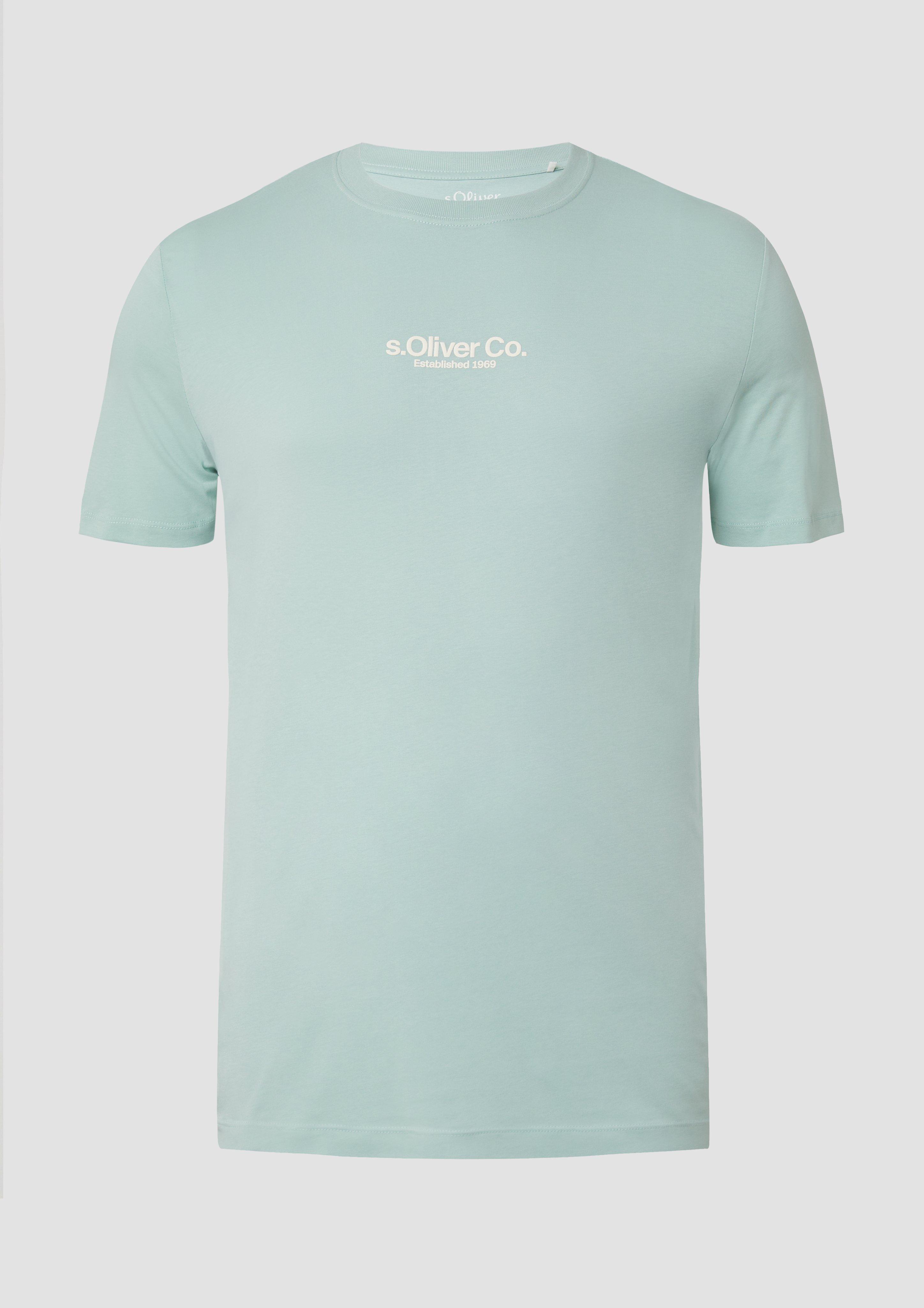 s.Oliver - T-Shirt aus Baumwolle mit Logo-Print, Herren, türkis