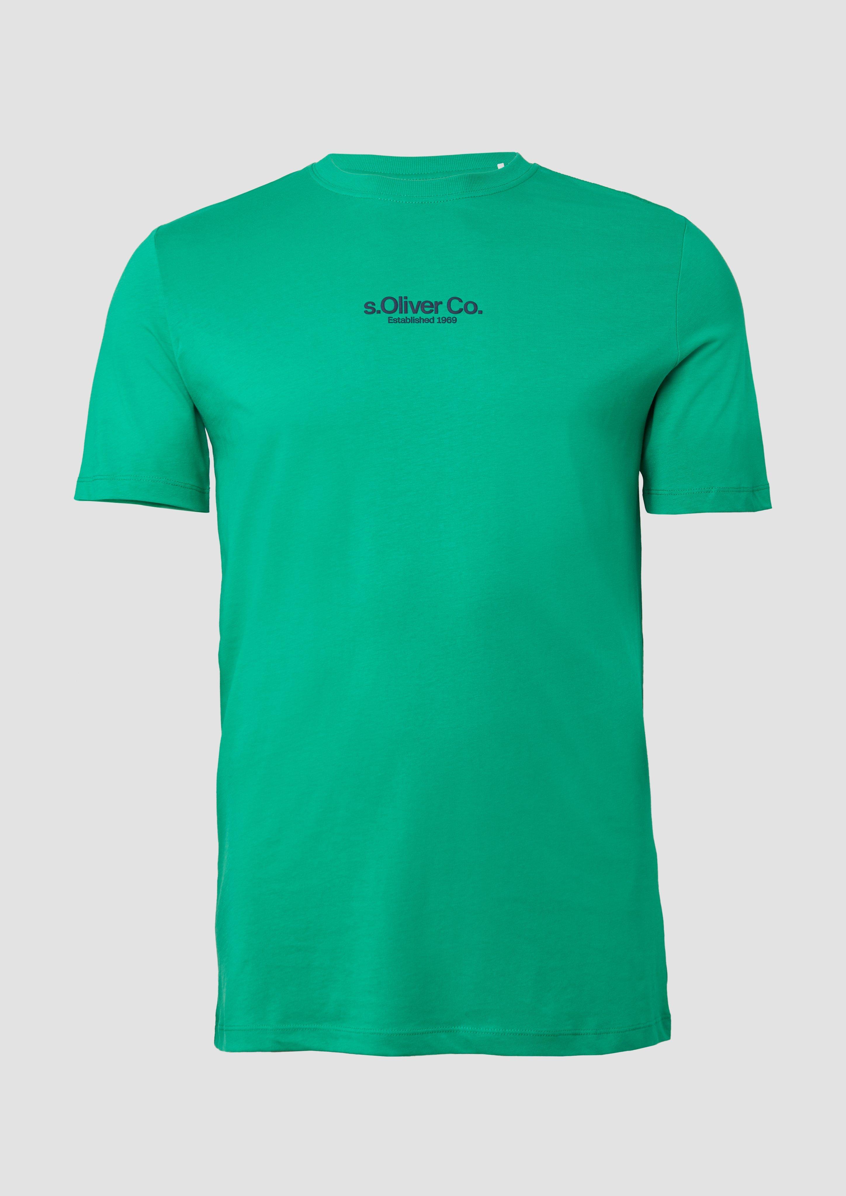 s.Oliver - T-Shirt aus Baumwolle mit Logo-Print, Herren, grün