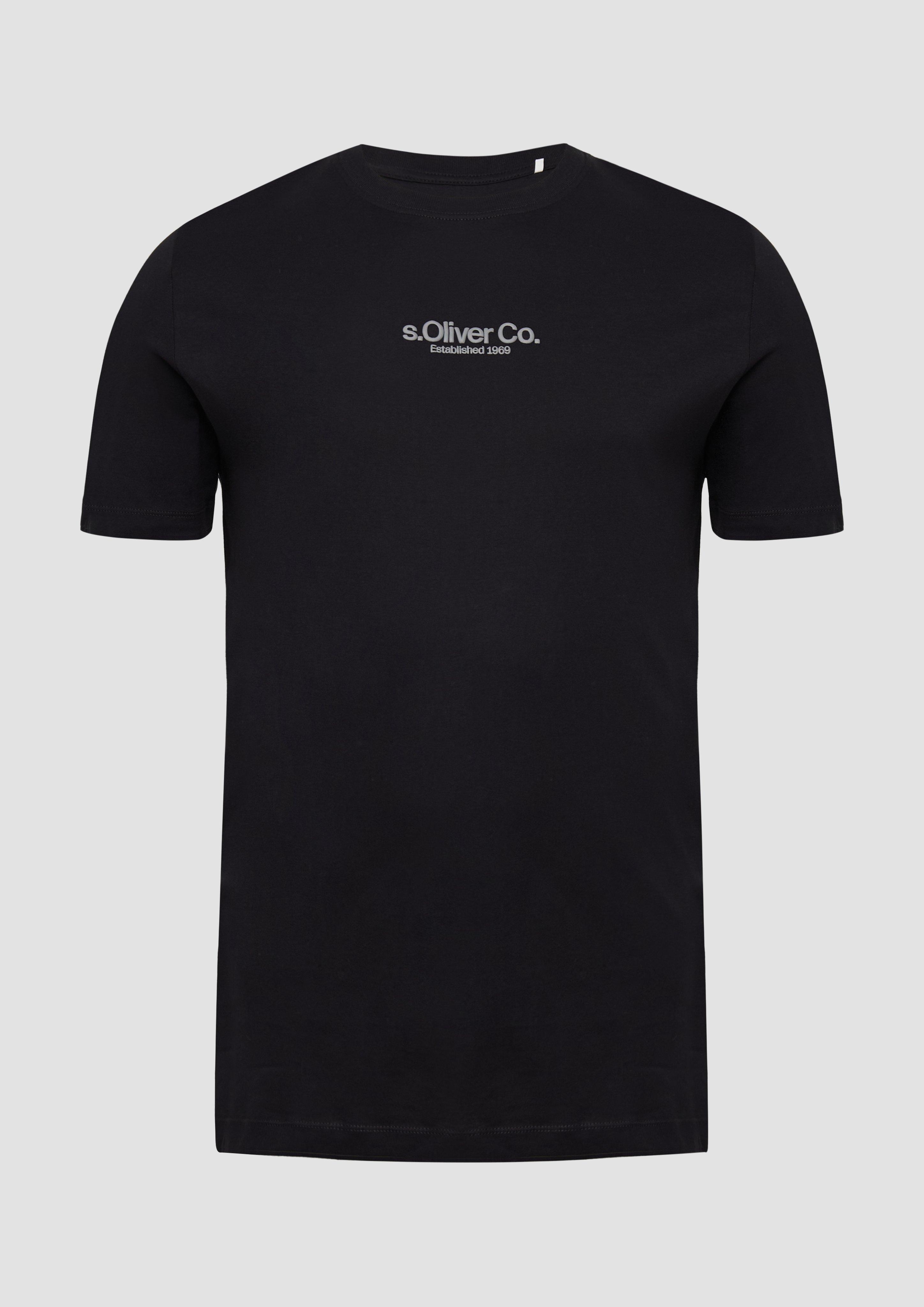 s.Oliver - T-Shirt aus Baumwolle mit Logo-Print, Herren, schwarz