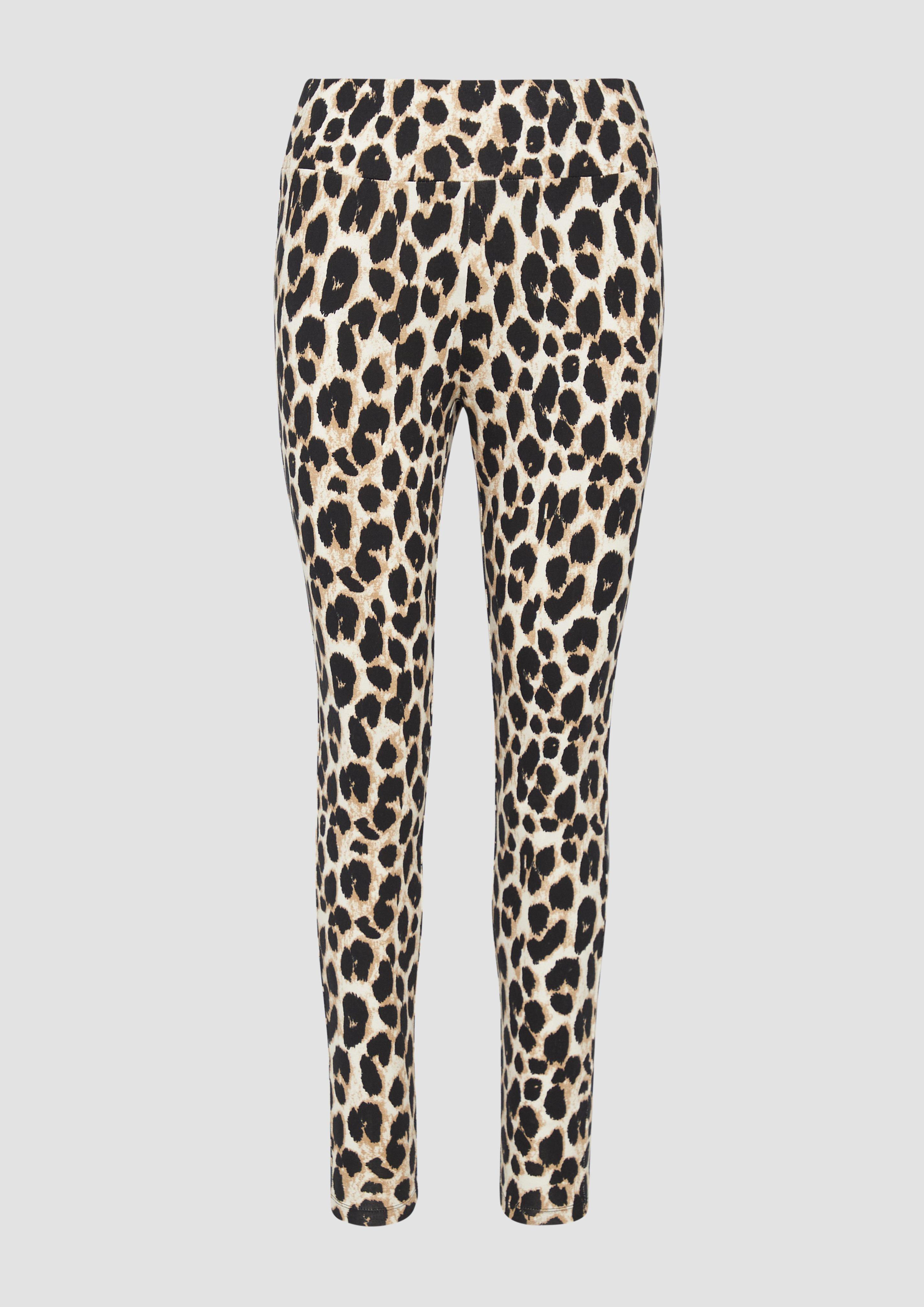 s.Oliver - Leggings mit Leo-Print, Damen, creme