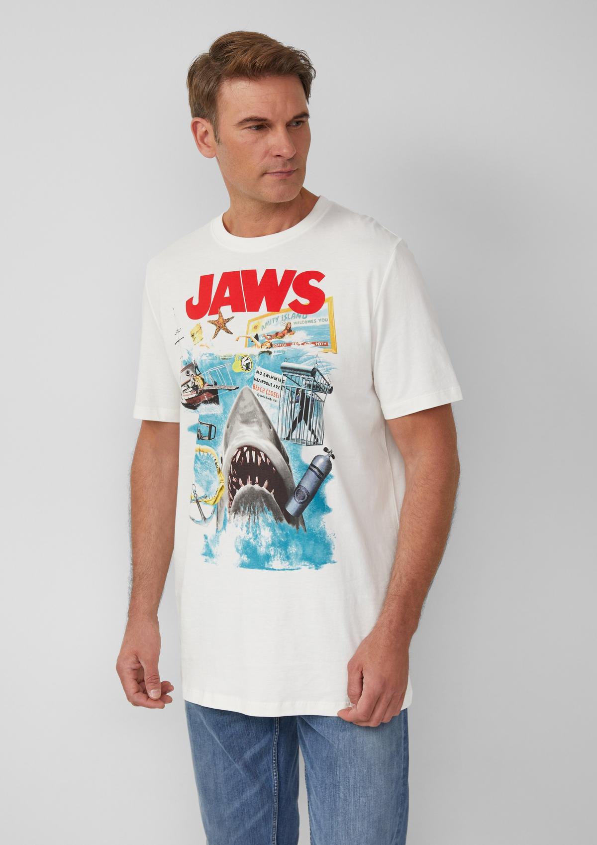 T-shirt made of cotton with a Jaws® print - white | s.Oliver