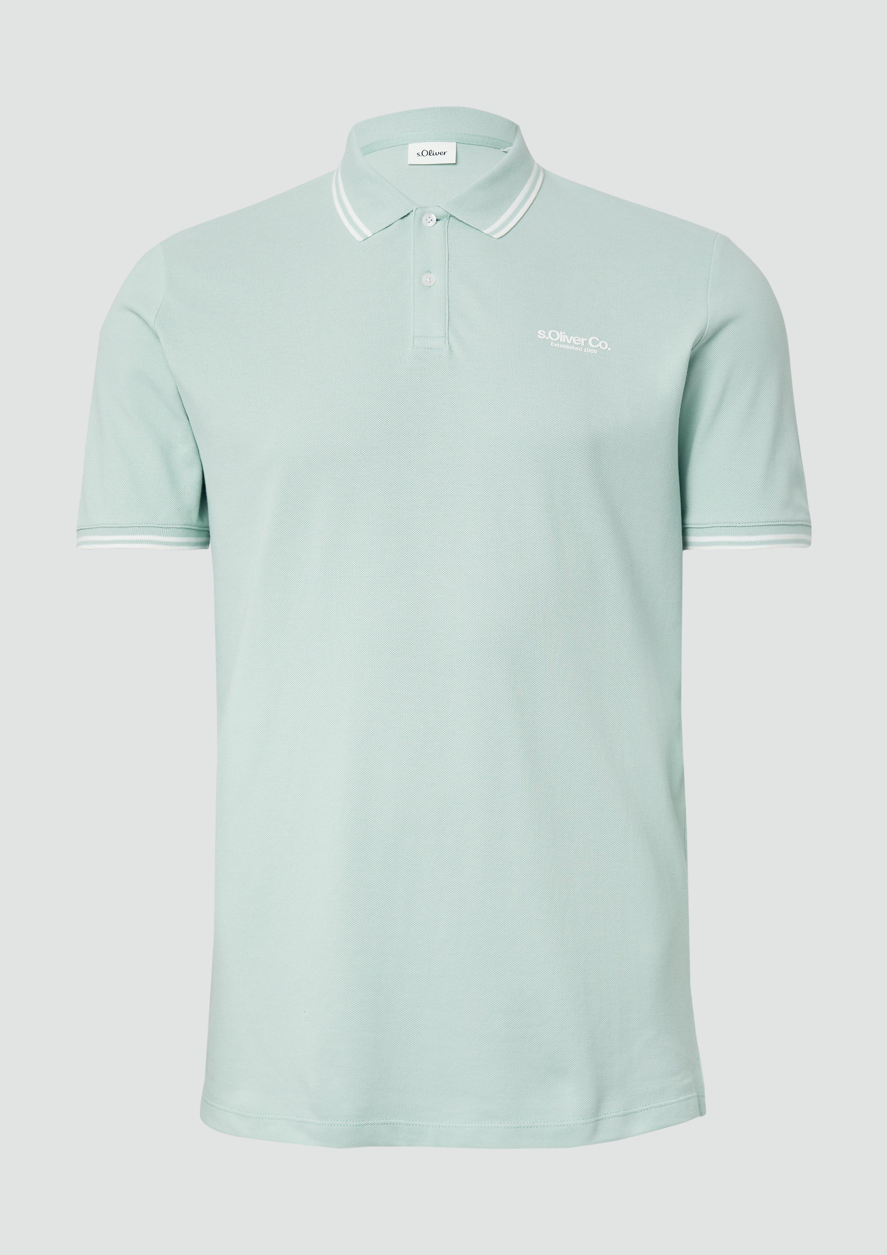 s.Oliver - Piqué-Poloshirt mit Kontrastdetails und Logo, Herren, türkis