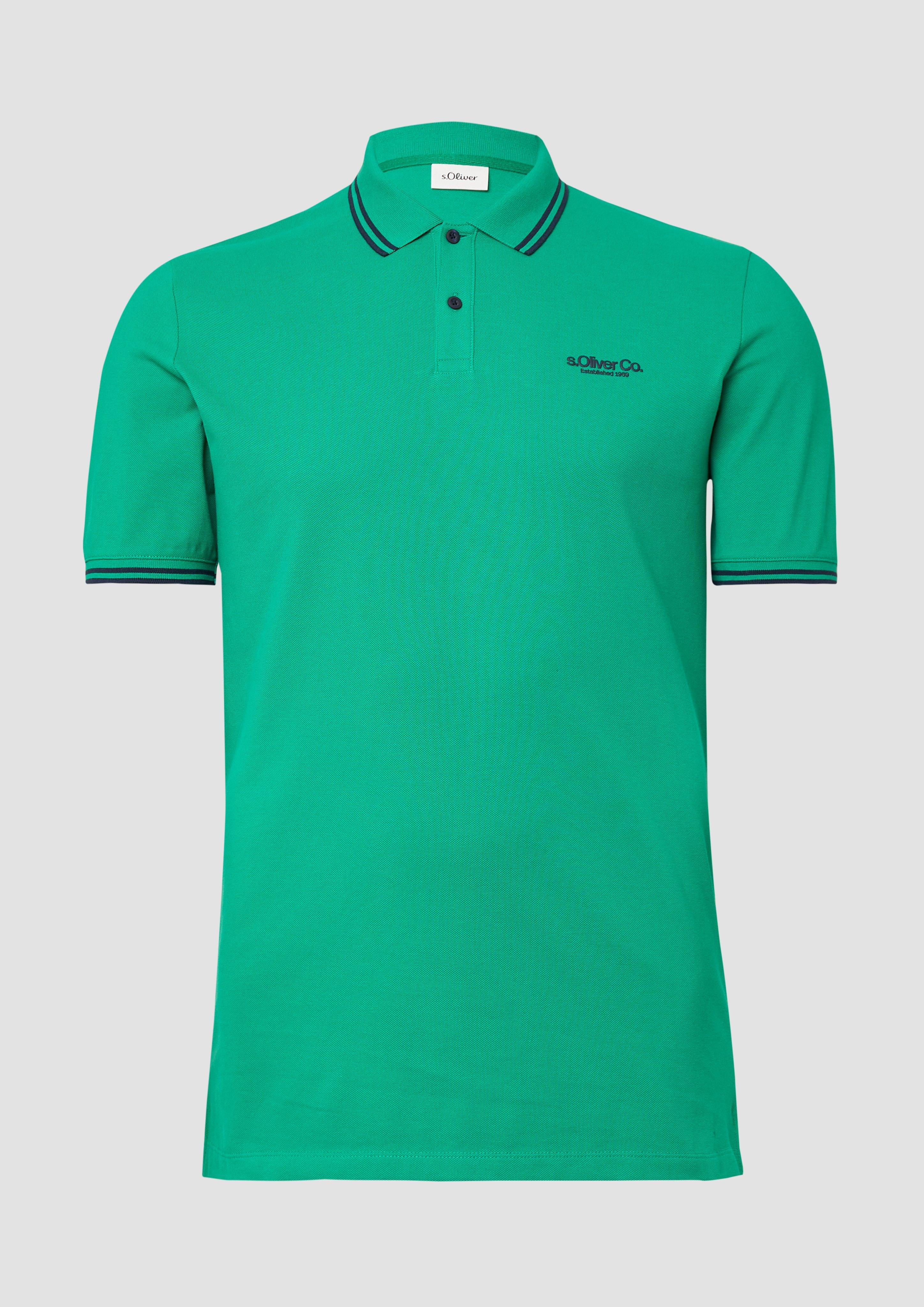 s.Oliver - Piqué-Poloshirt mit Kontrastdetails und Logo, Herren, grün
