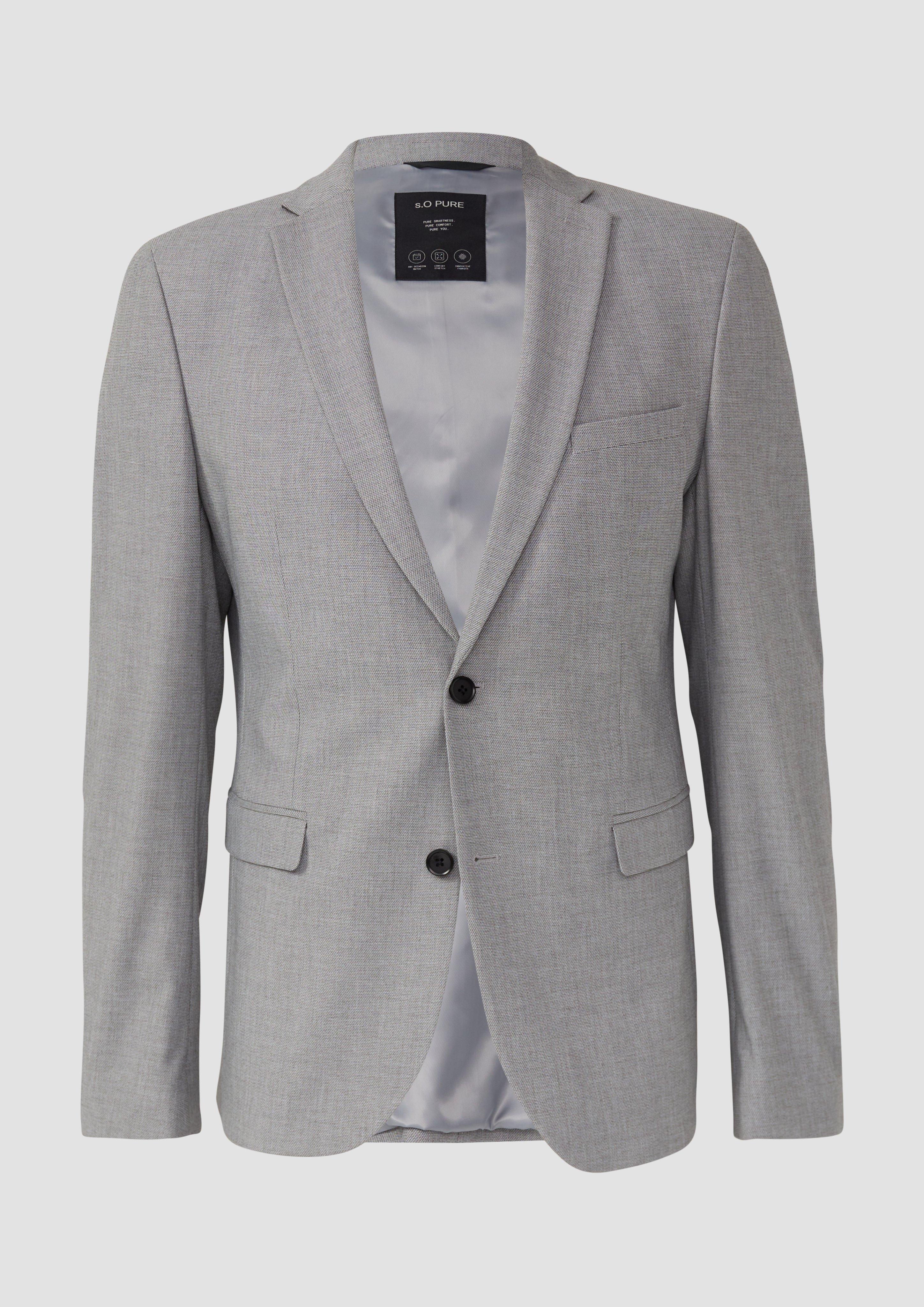 s.Oliver - s.O PURE: Strukturiertes Anzugsakko im Slim Fit, Herren, grau
