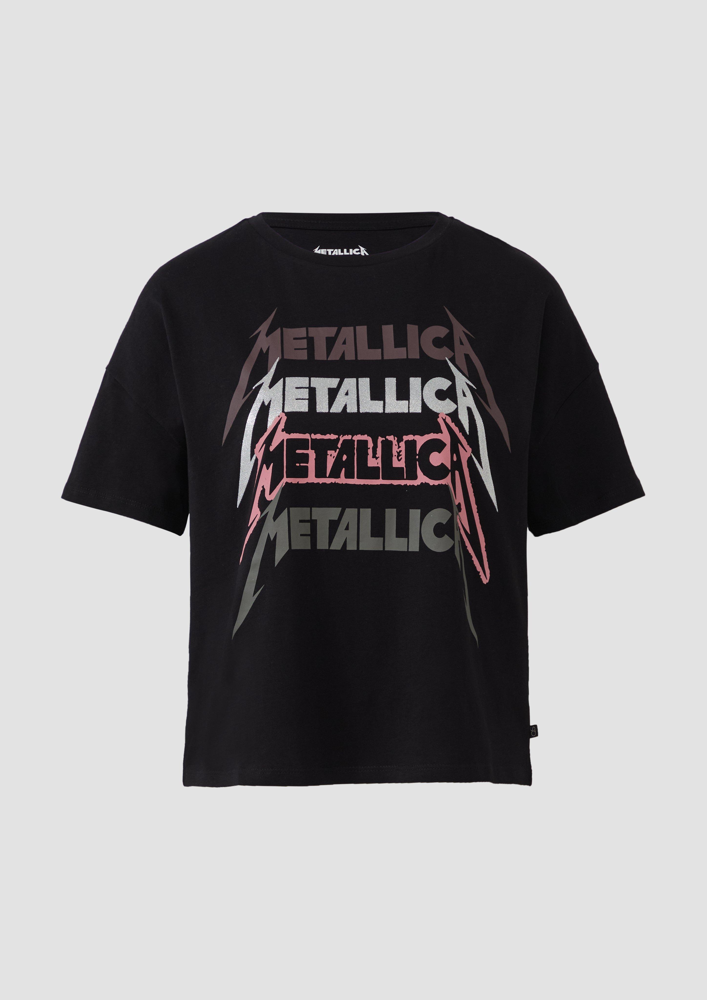 Thumbnail - QS - Metallica® Band-Shirt mit Glitzerprint, Damen, schwarz