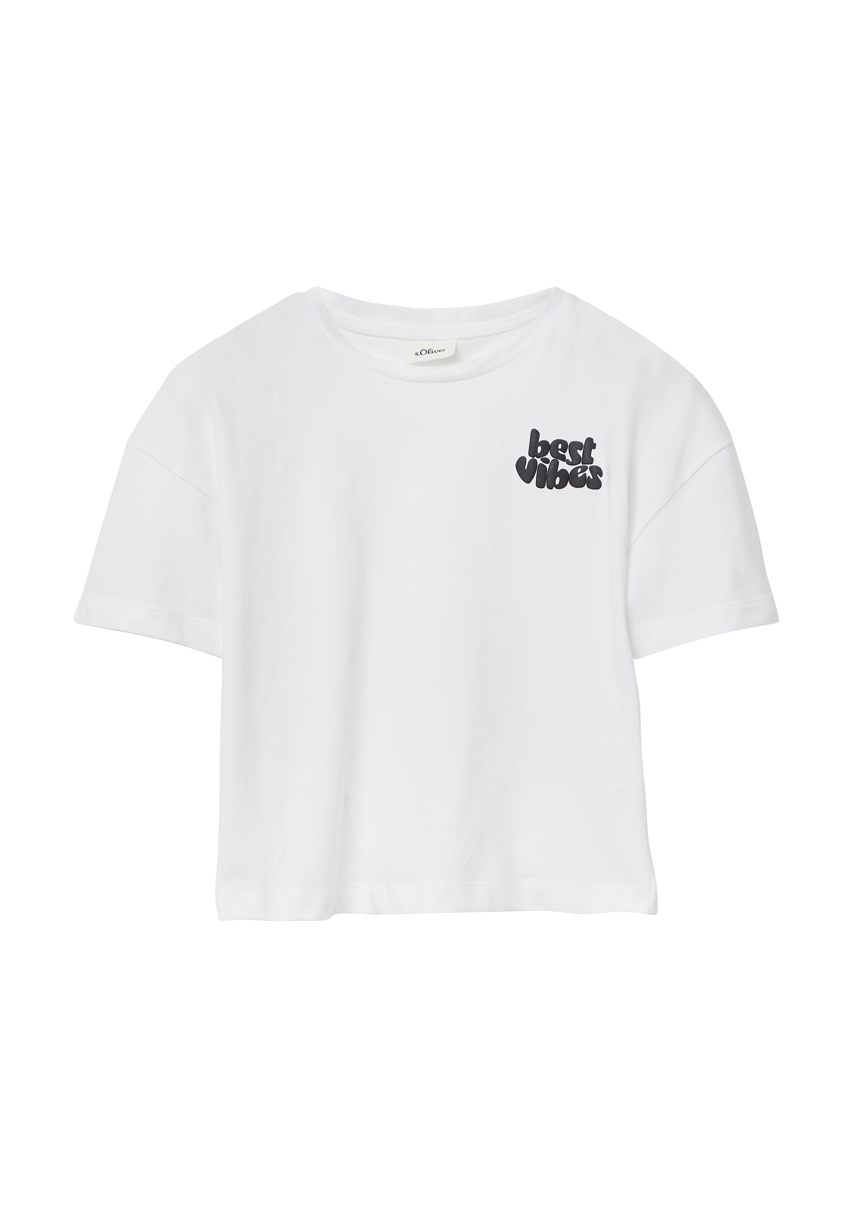 s.Oliver - T-Shirt im Boxy-Shape mit Frontprint, Mädchen, weiß