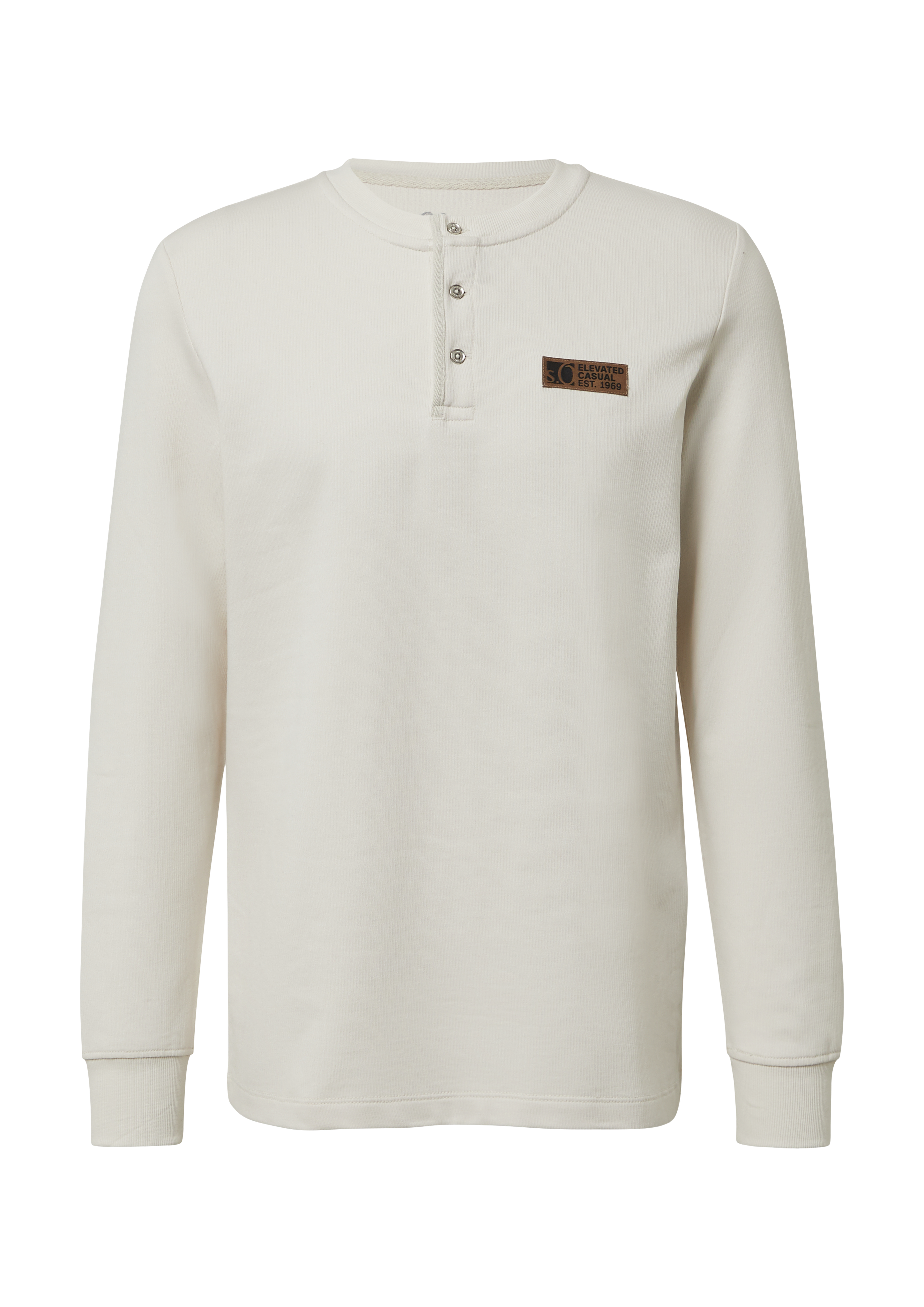 Ribbed Henley shirt with label patch - Cream | s.Oliver