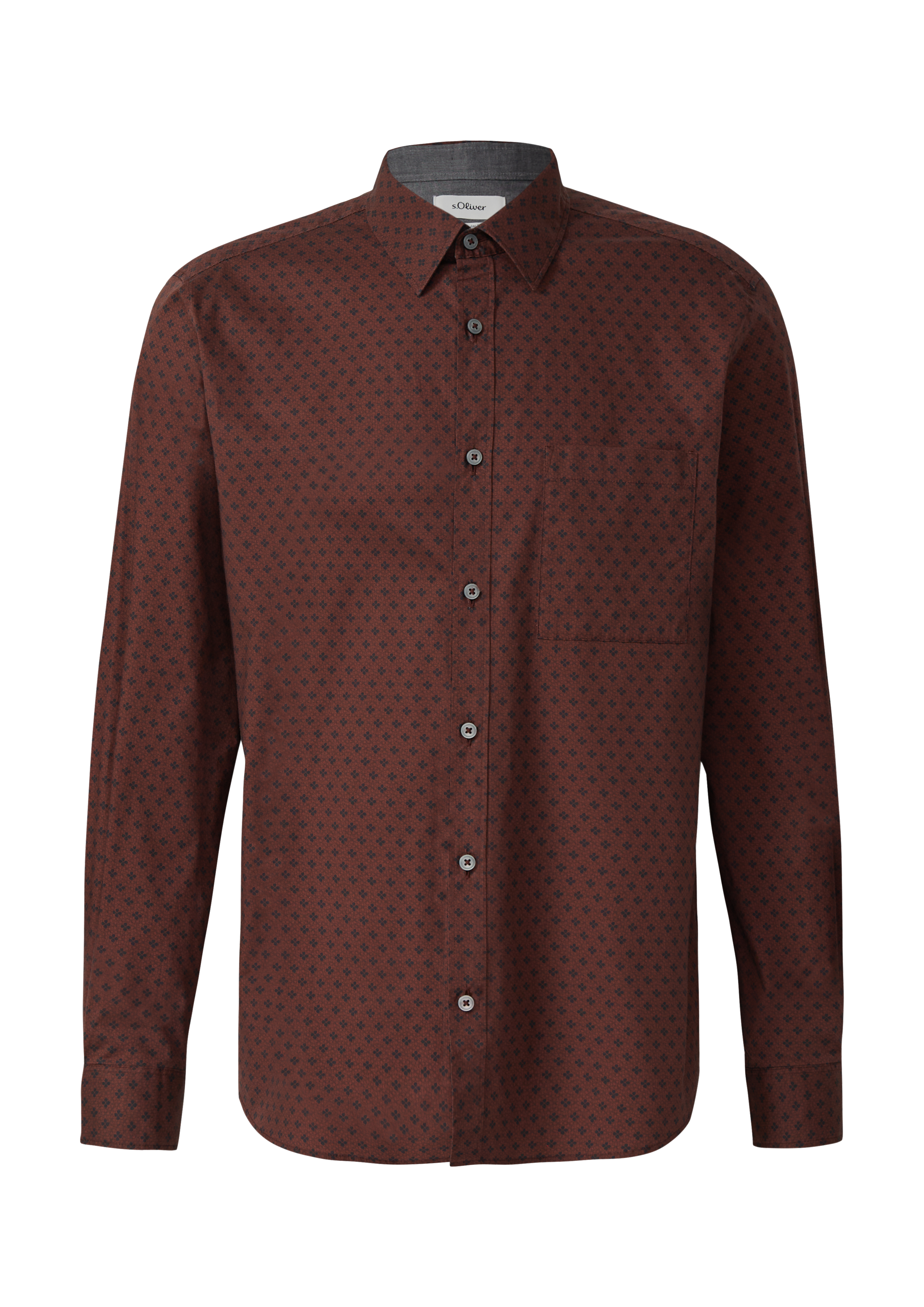 Regular fit: shirt met all-over print en borstzakje