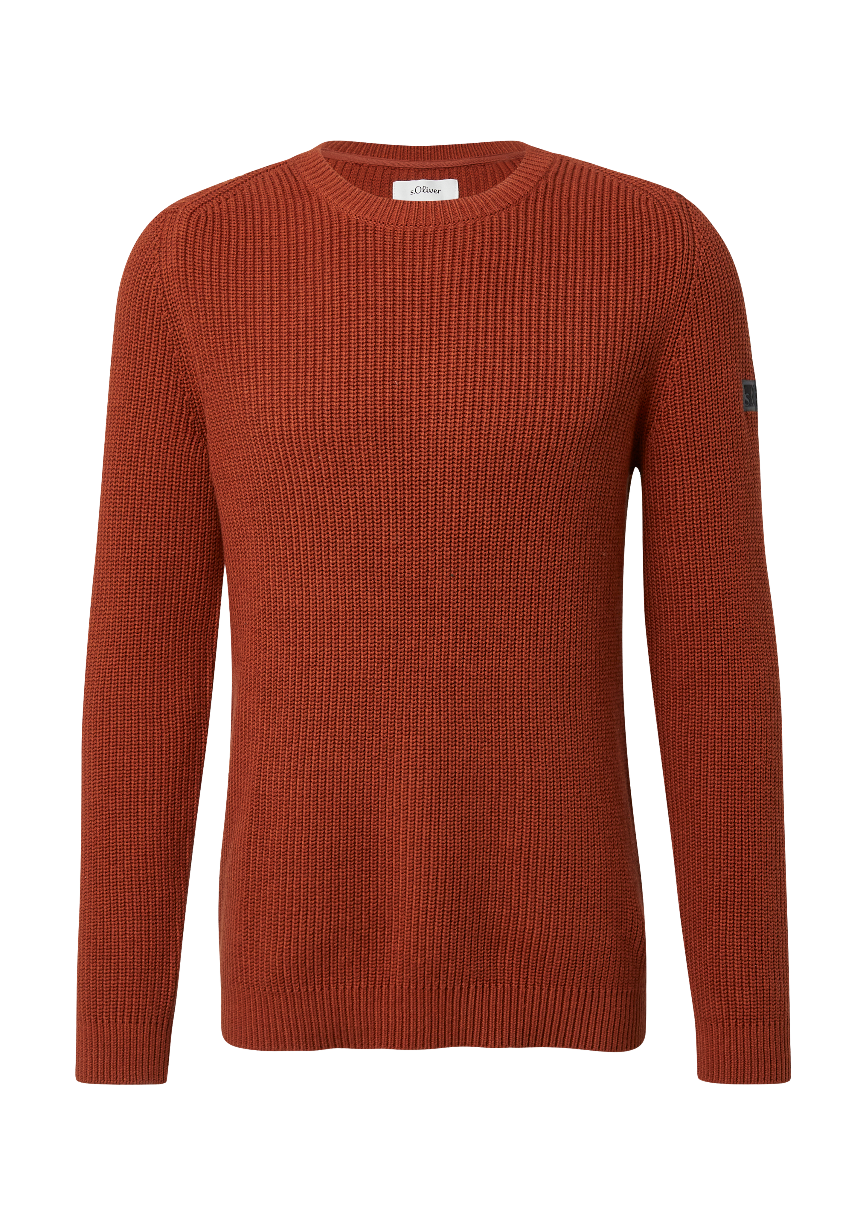 Gestructureerde katoenen trui met label patch
