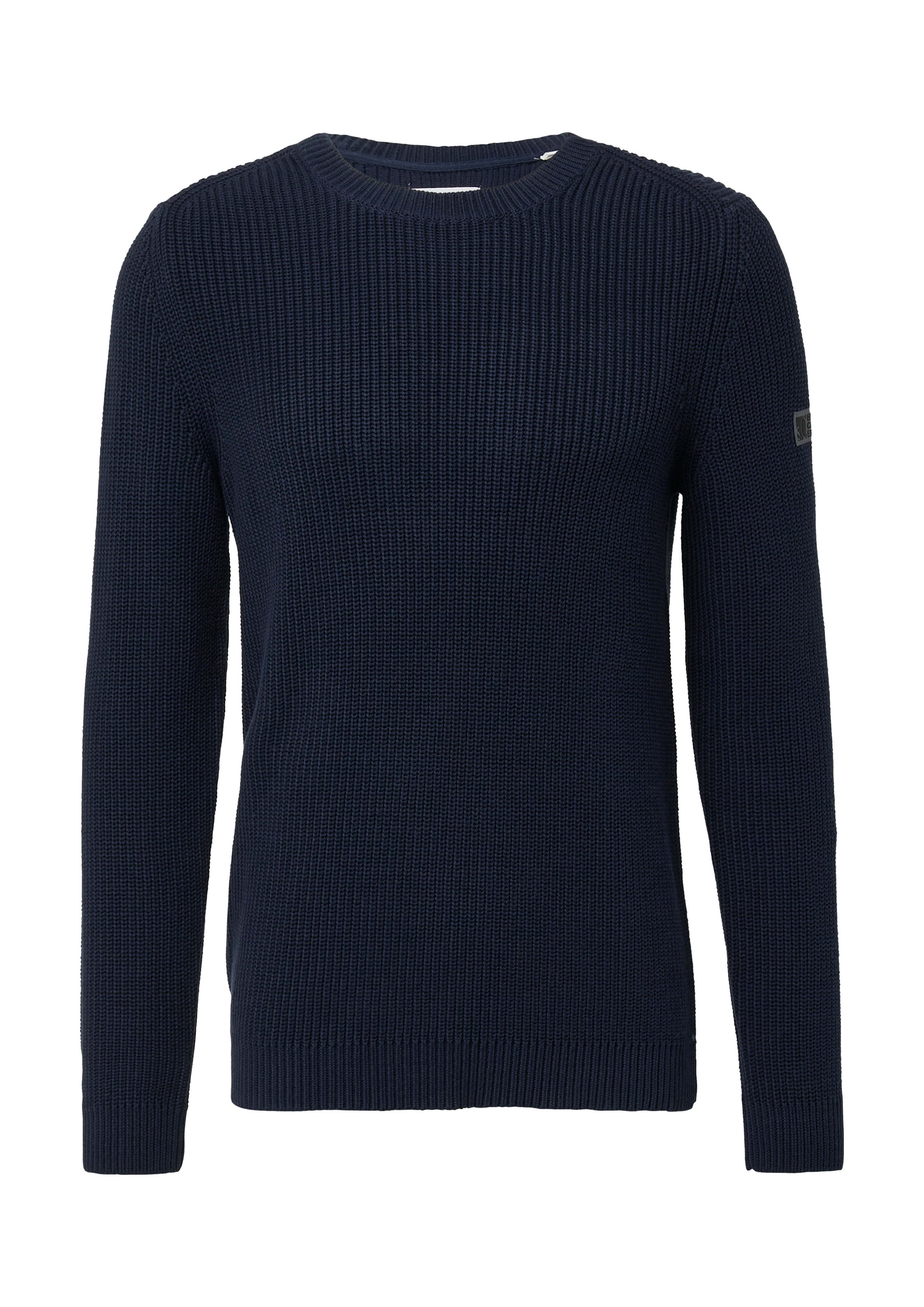 Gestructureerde katoenen trui met label patch