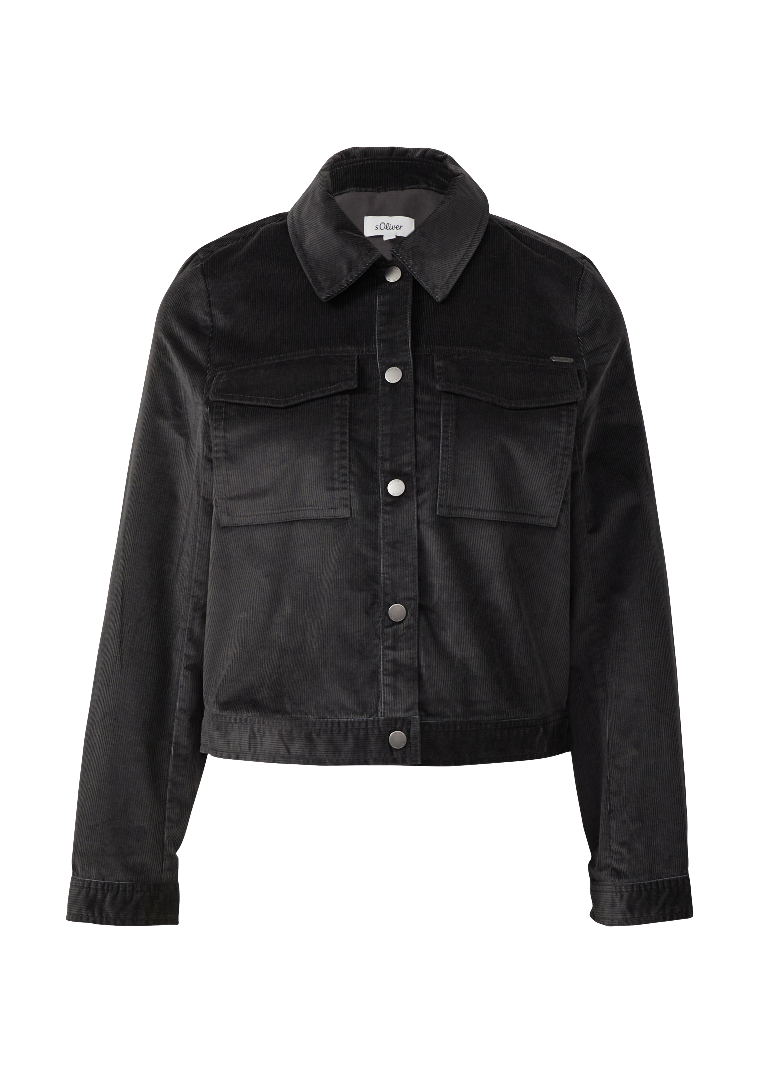 Feincord-Jacke mit Hemdkragen und aufgesetzten Brusttaschen