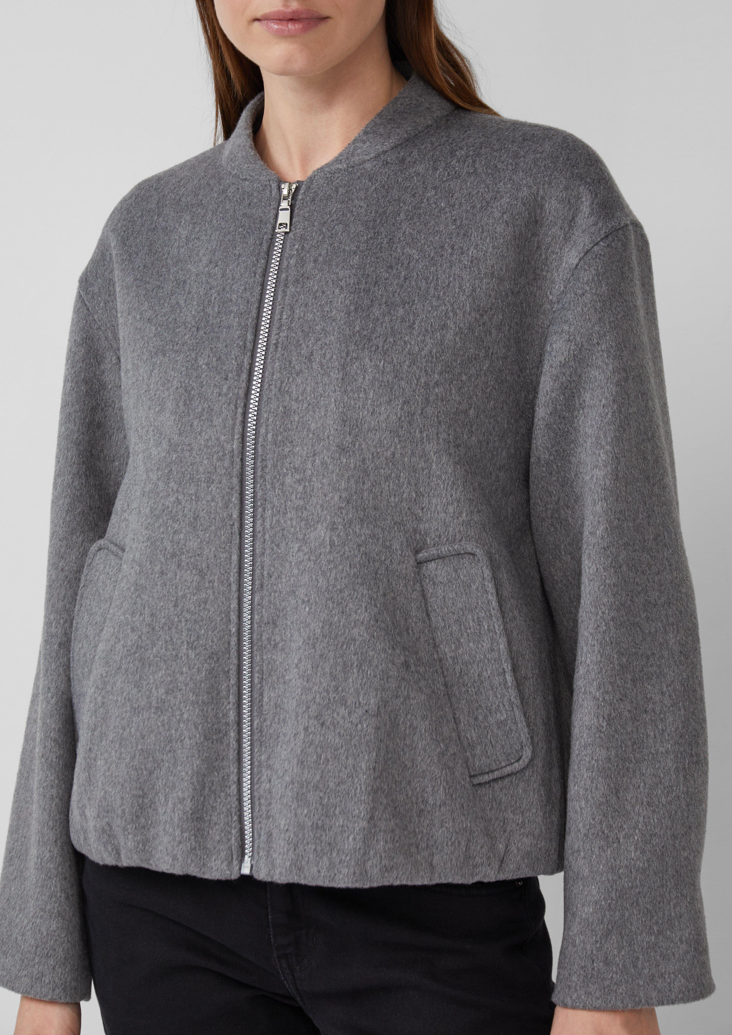 Wool blend blouson with ruffled hem - Grey | s.Oliver