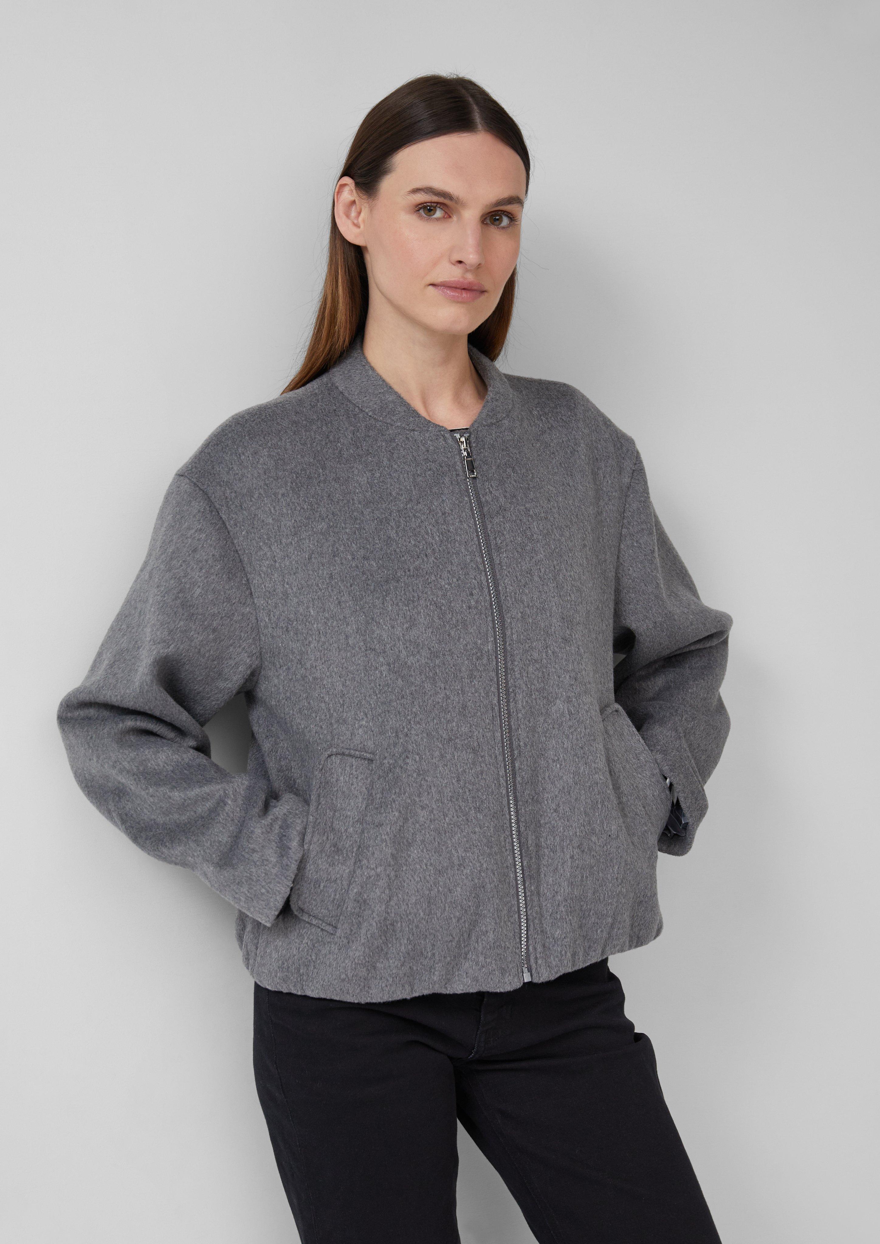 Wool blend blouson with ruffled hem - Grey | s.Oliver