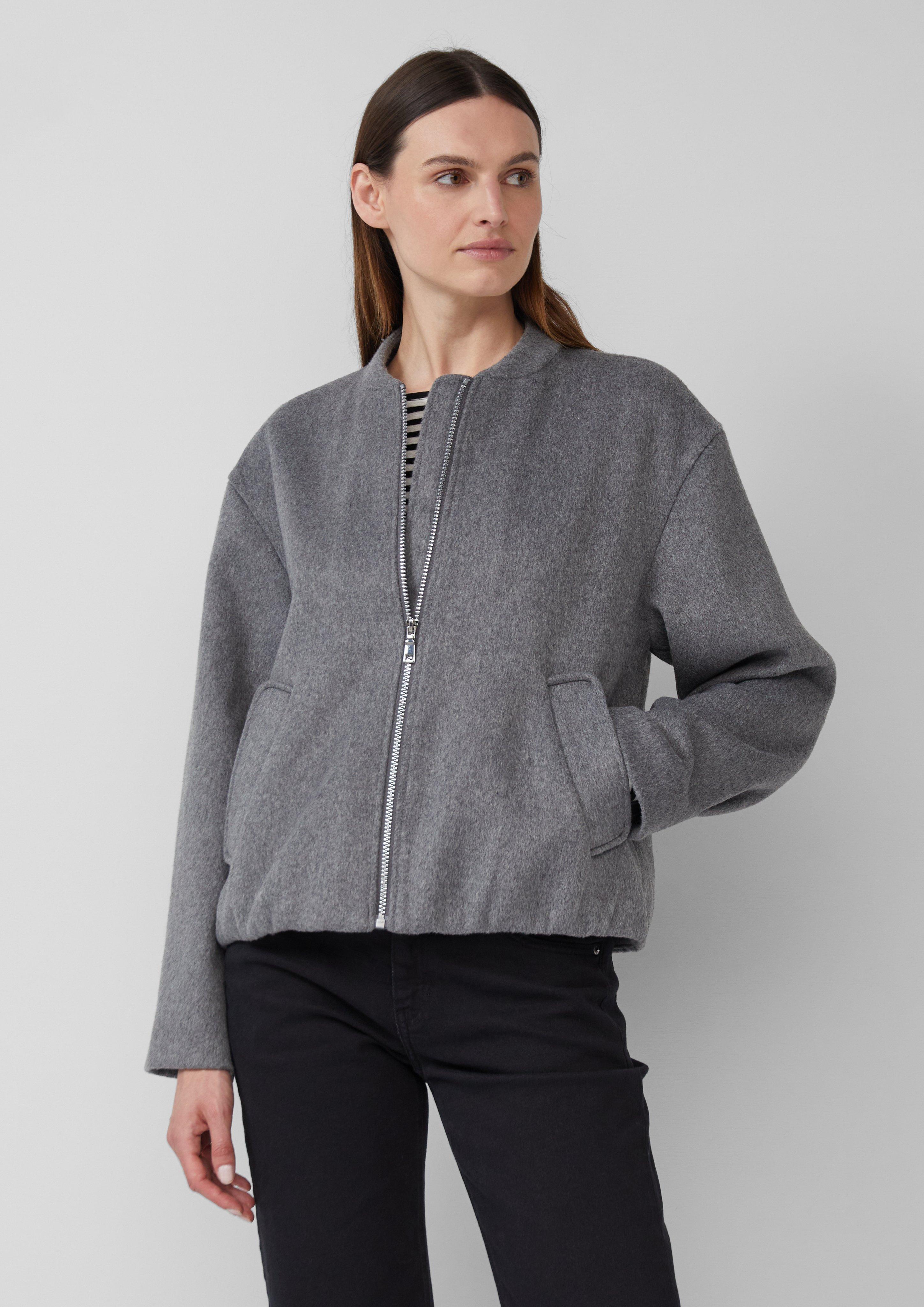 Wool blend blouson with ruffled hem - Grey | s.Oliver
