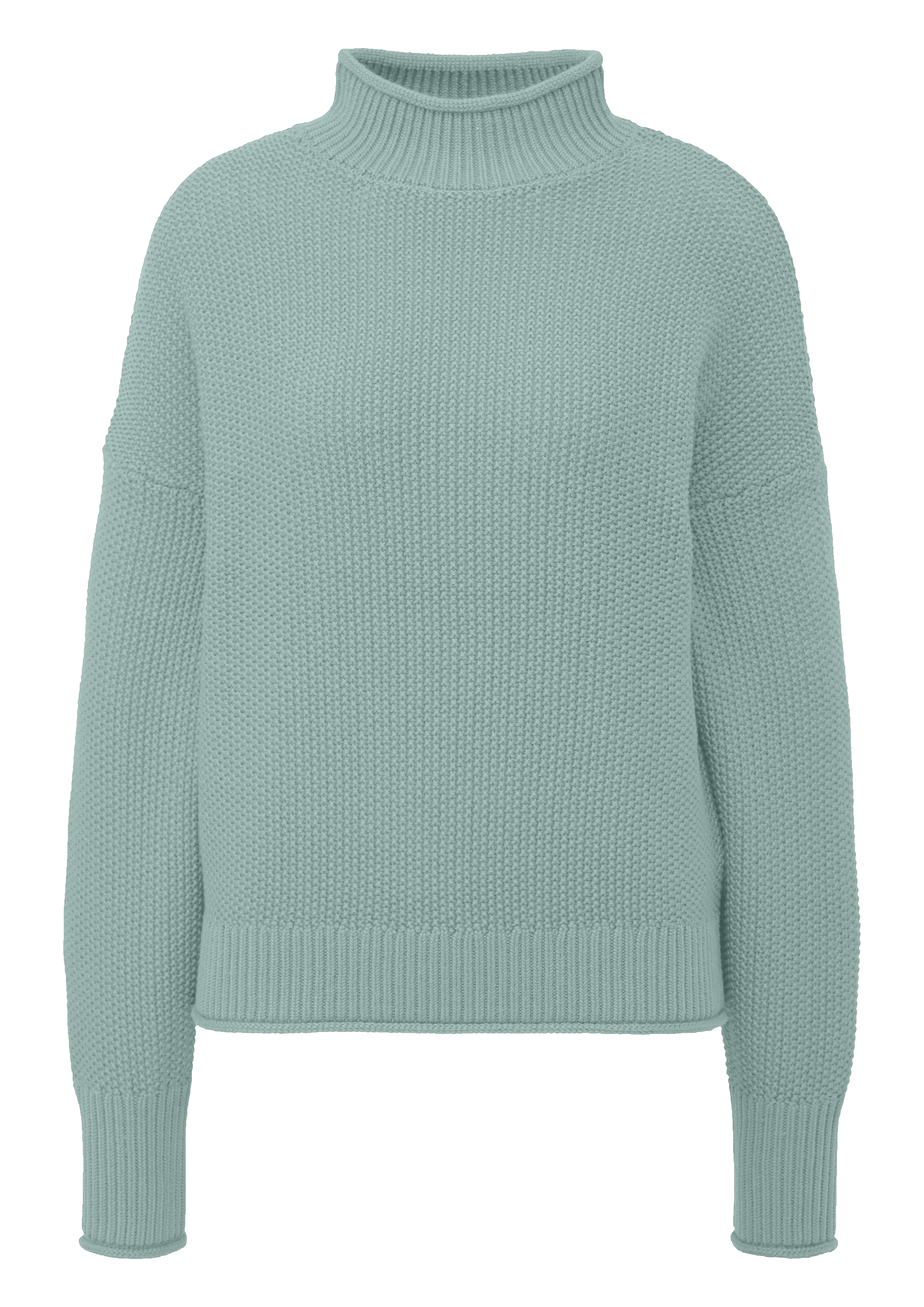 Strickpullover mit Stehkragen aus Baumwollmix