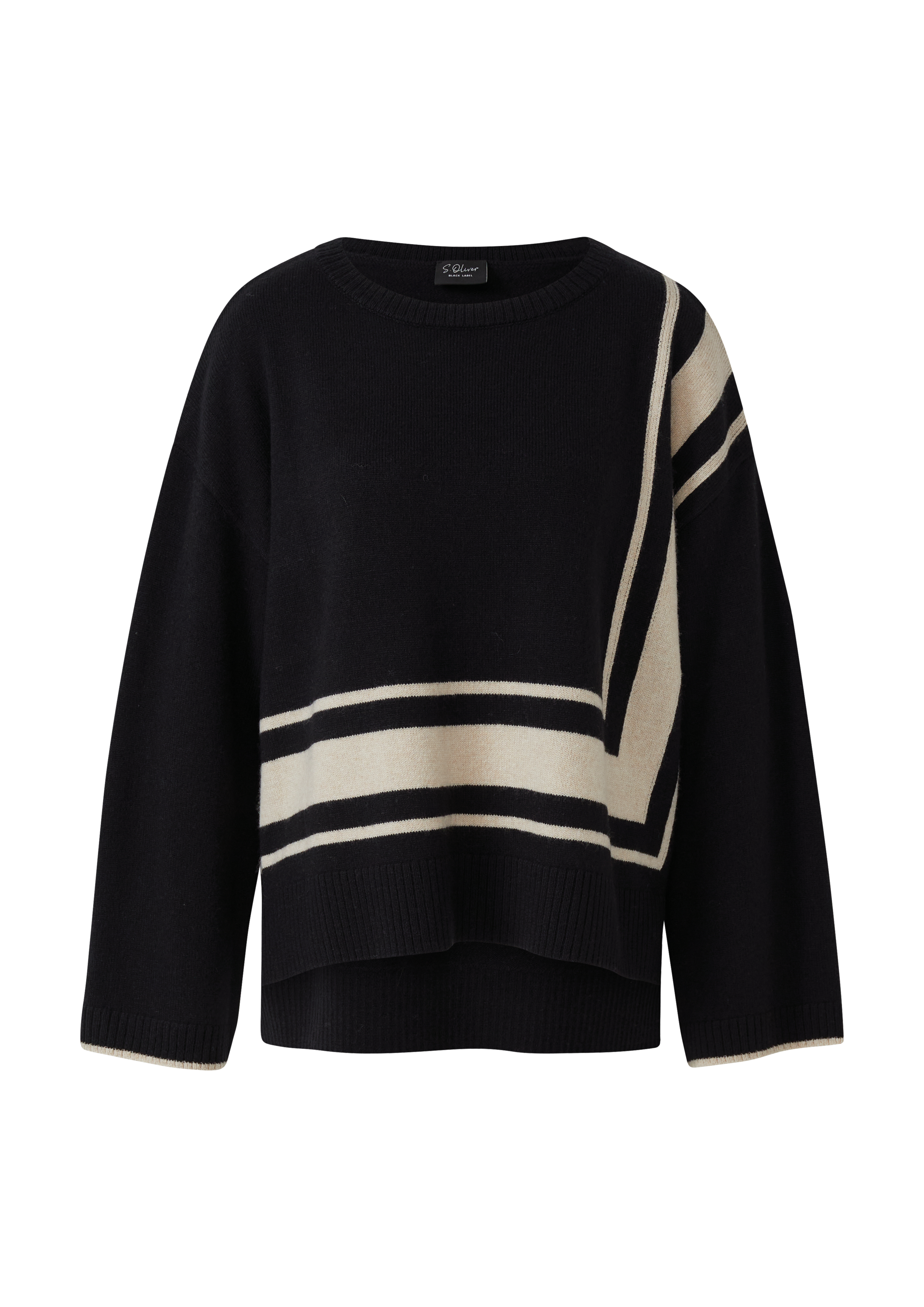 s.Oliver Relaxed-Fit-Pullover Aus Wollmix Mit Streifen-Details
