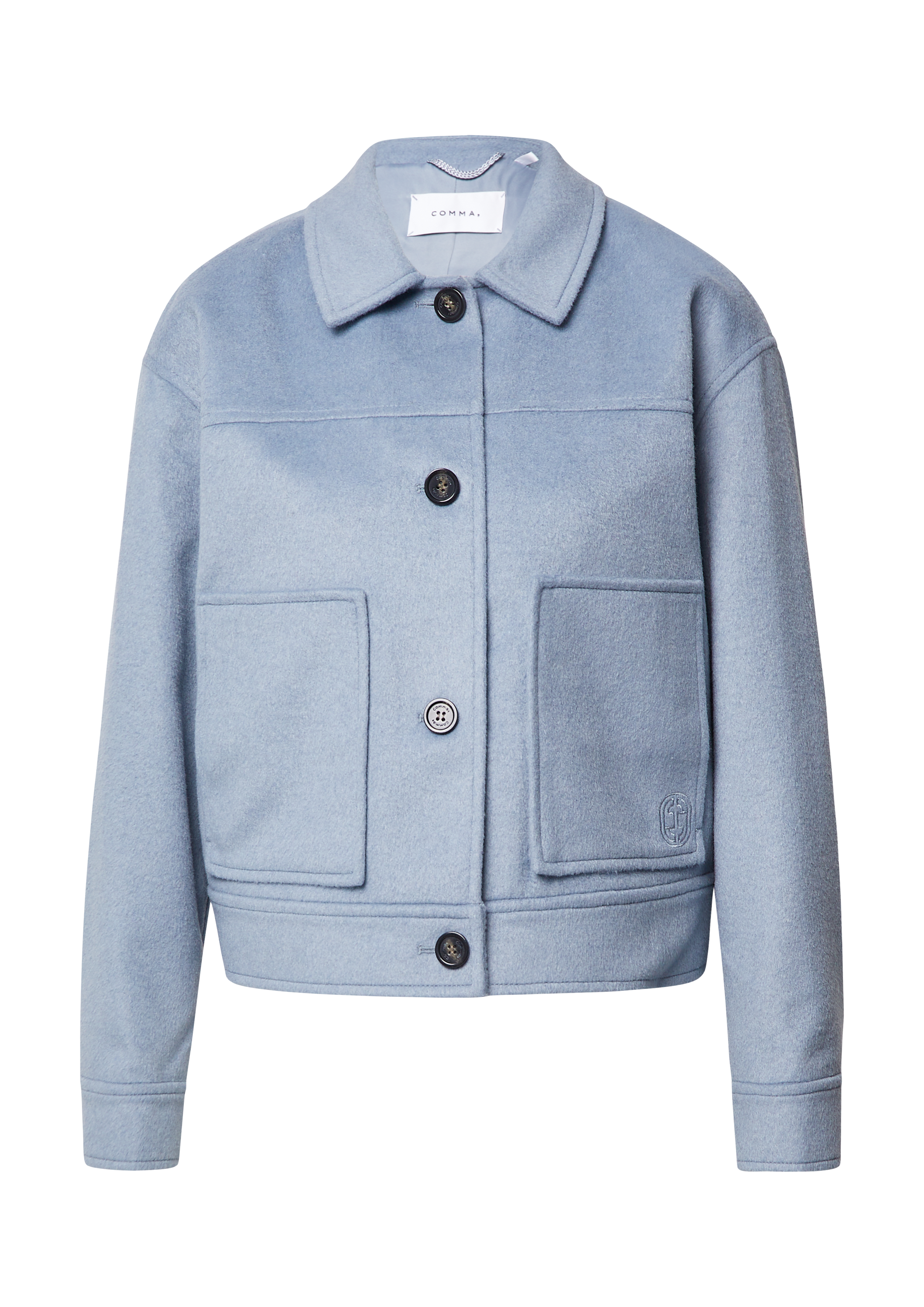 ジャケット・アウター WOOL CARAMEL PIQUET Set Up Soft wool blend jacket with patch pockets - Grey | SCAYLE
