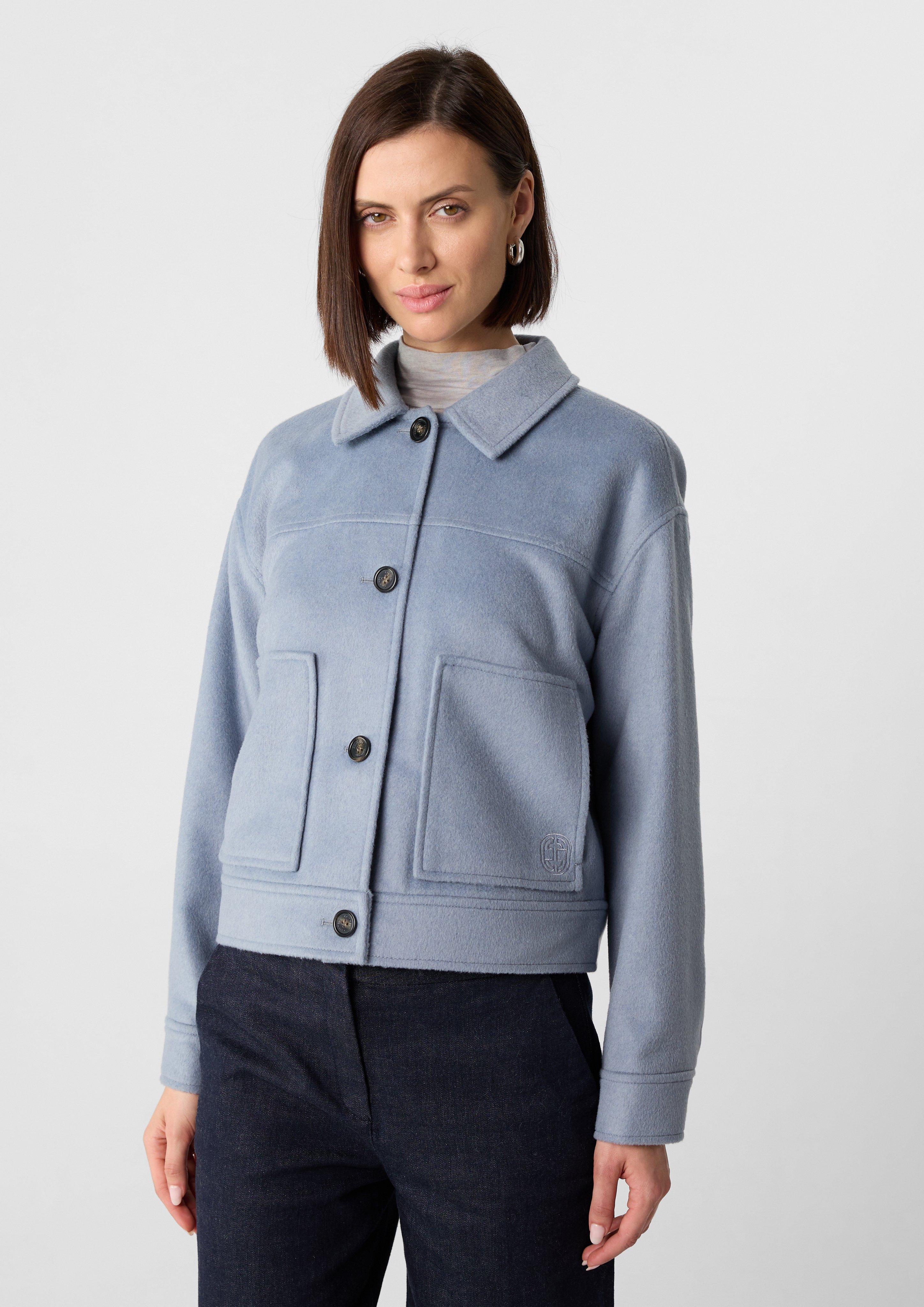 Soft wool blend jacket with patch pockets - Grey | SCAYLE
