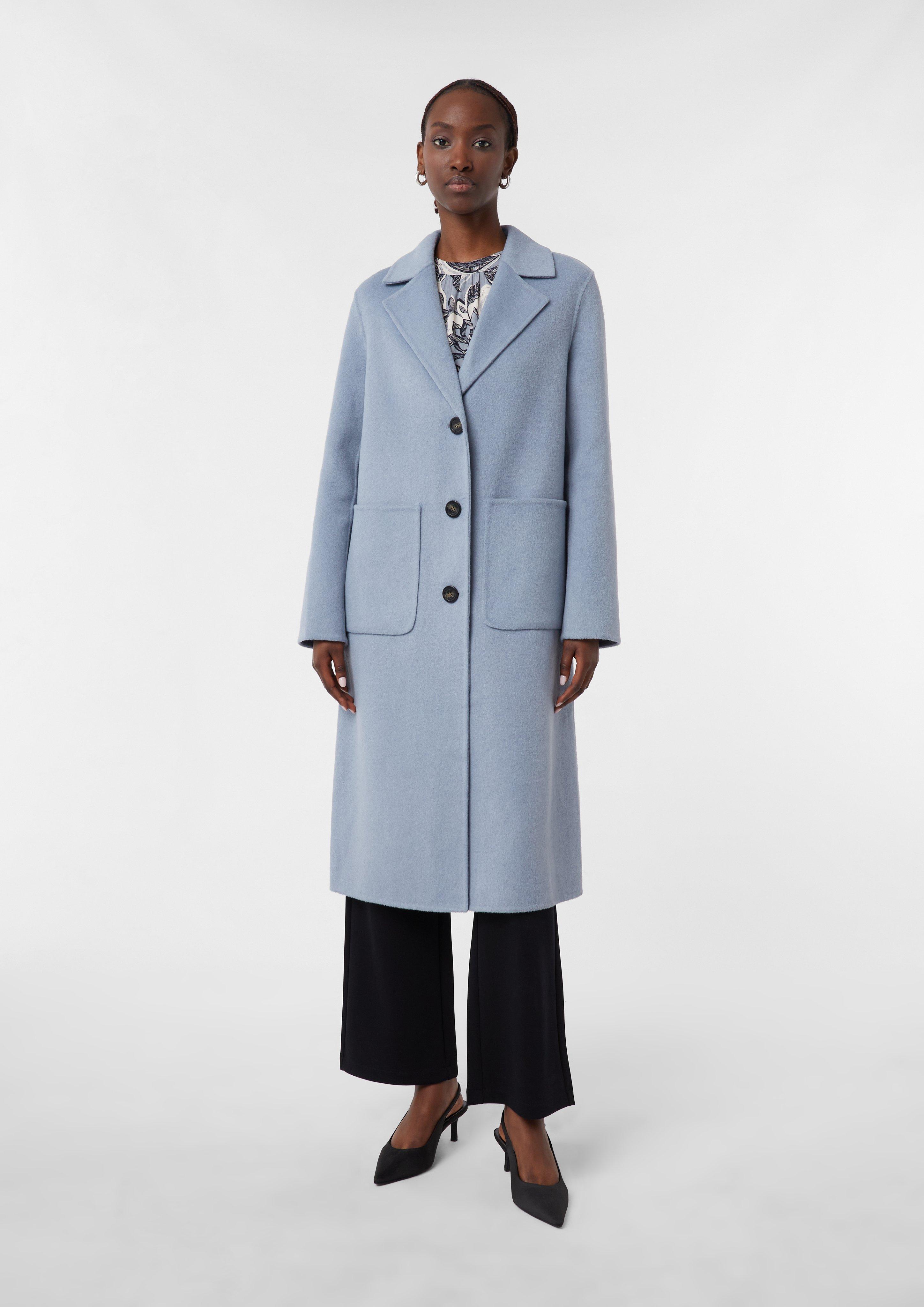 ジャケット・アウター FASHIRU /wool double face long coat Long double-face coat with patch pockets - Blue | SCAYLE