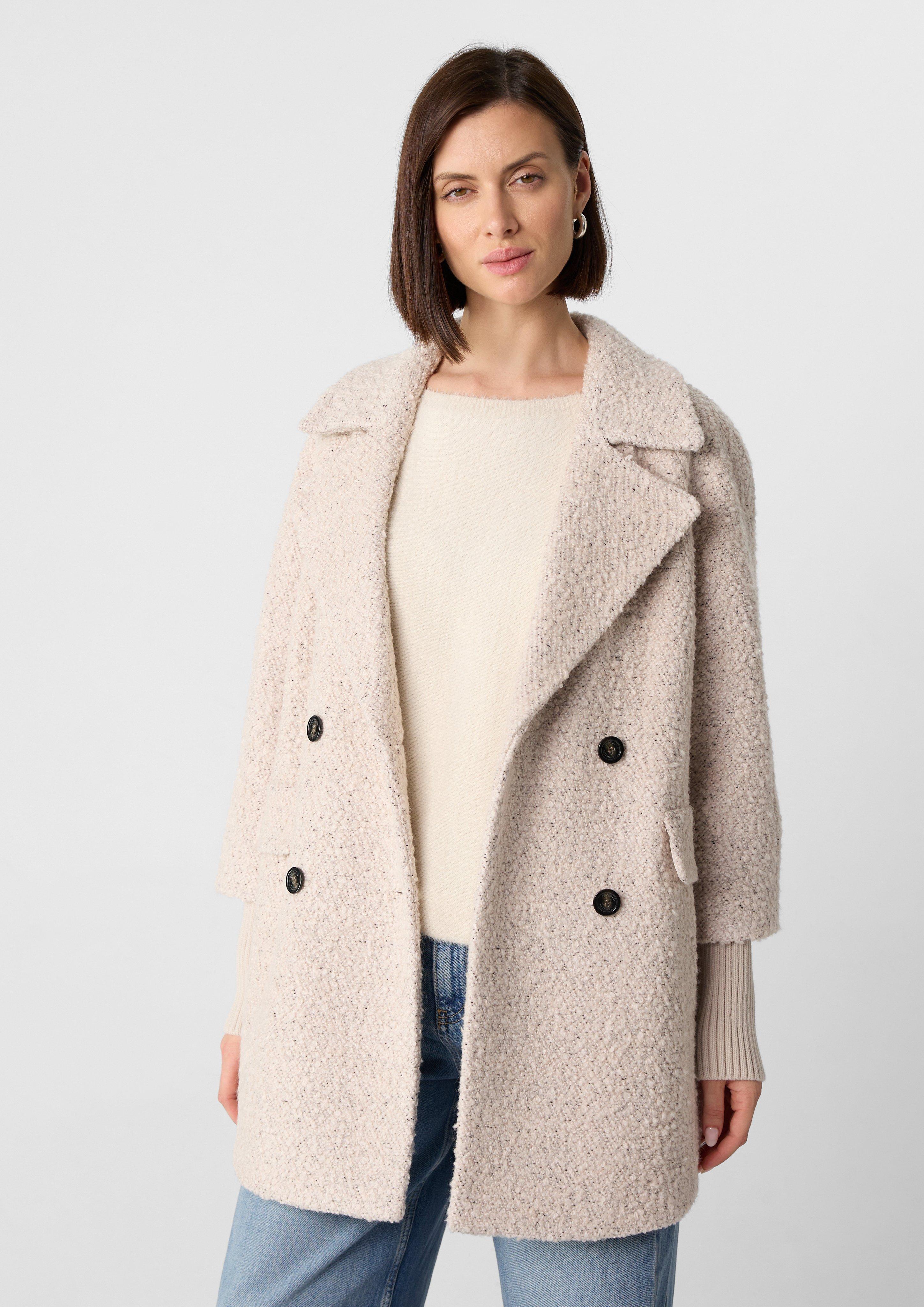 Bouclé jacket with lapel collar - Beige | SCAYLE