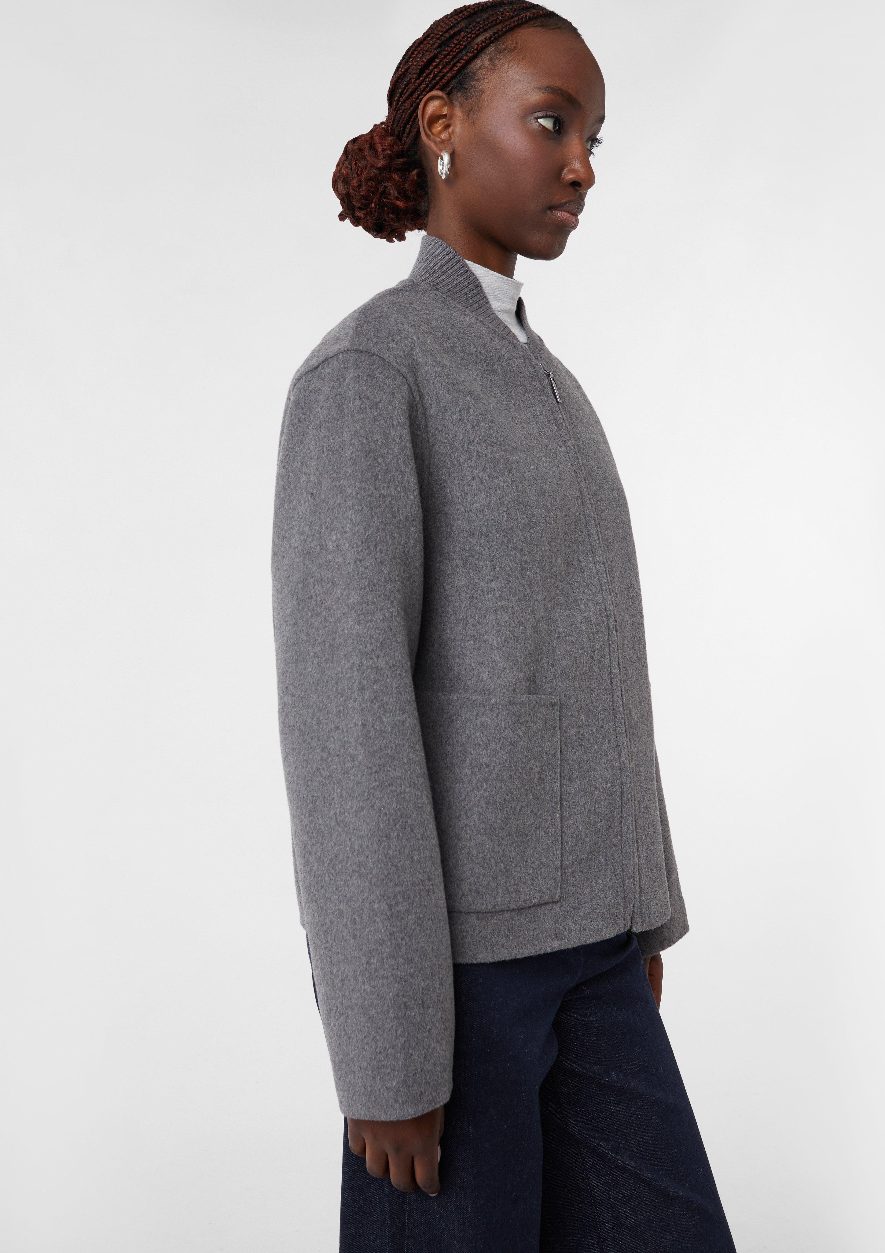 ジャケット・アウター pidassoPuff sleeve wool jacket Bomber jacket made from doubleface wool - Grey | SCAYLE