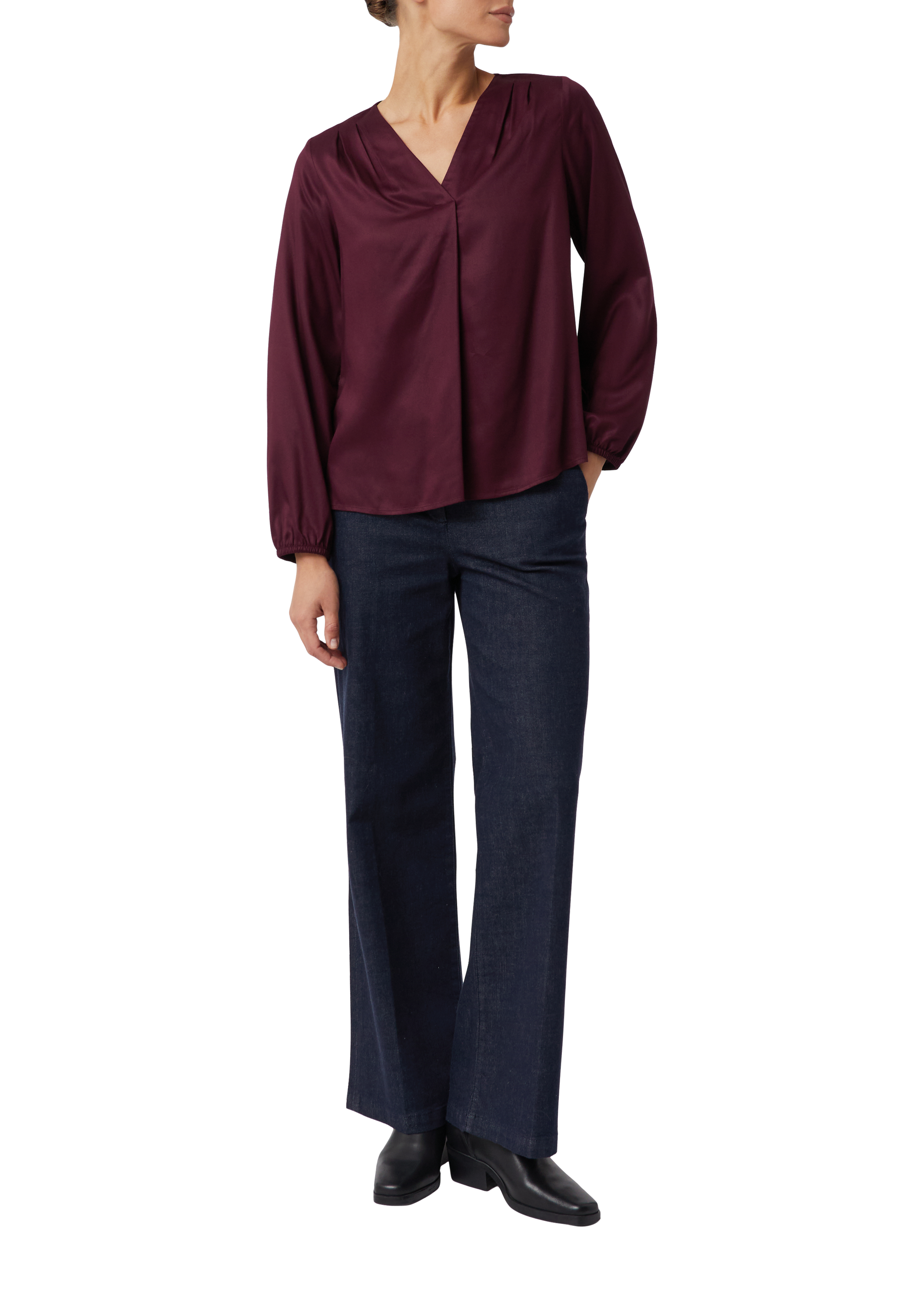 Viscose blouse with elasticated cuffs - Red | SCAYLE