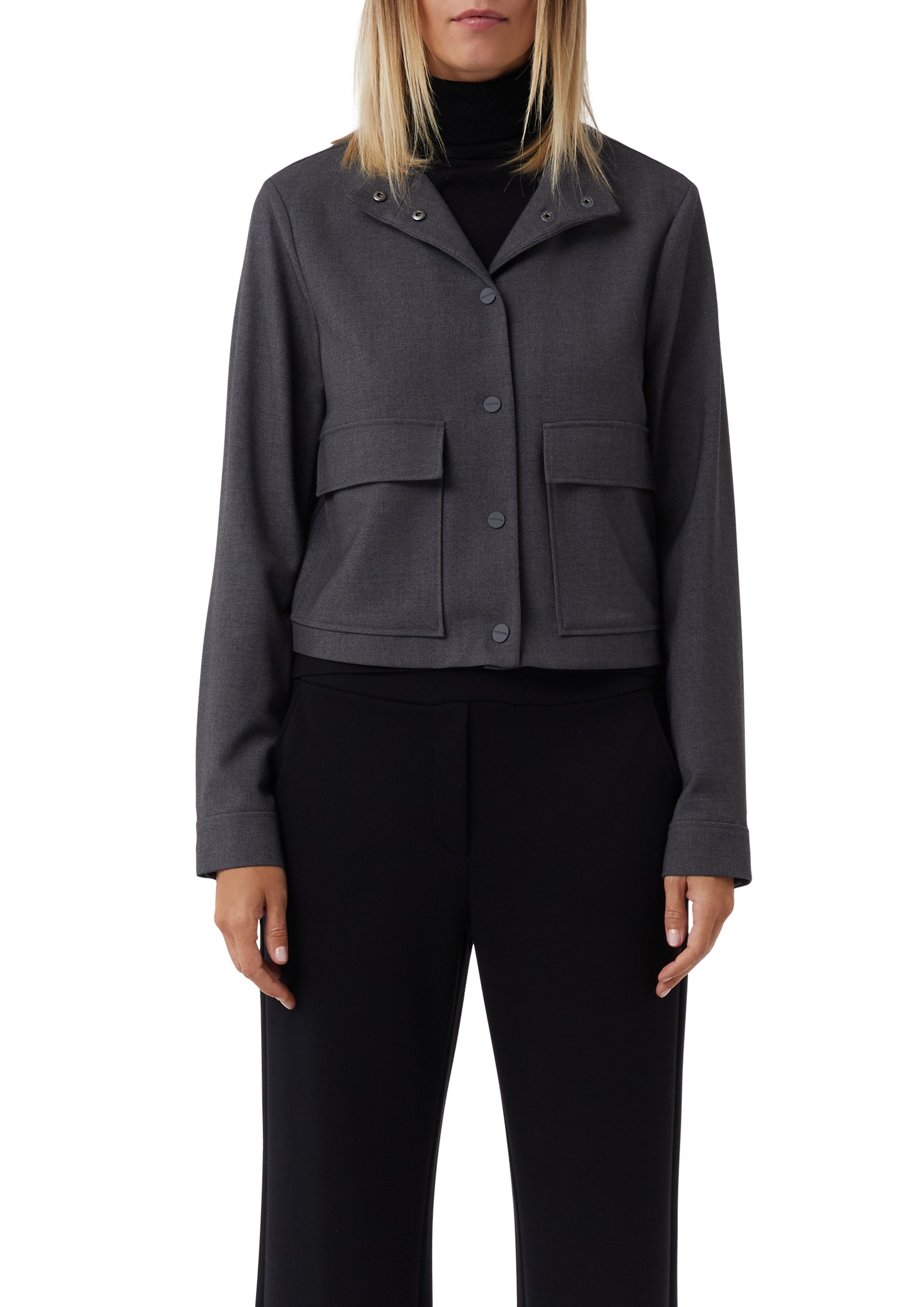 Short jacket with patch pockets - Dark grey | COMMA